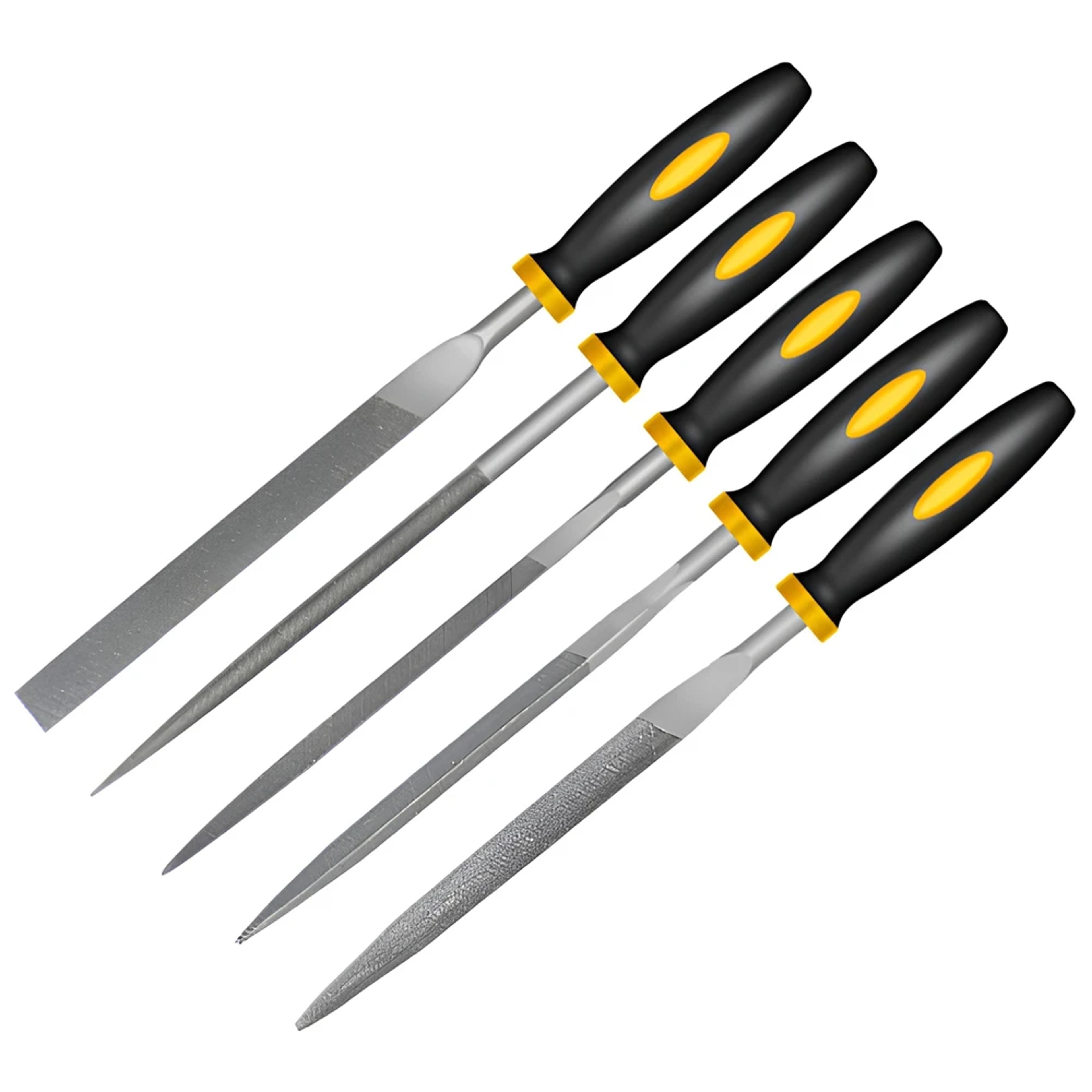 precision alloy steel file set round, half round, flat, square & triangular files for woodworking & metalwork
