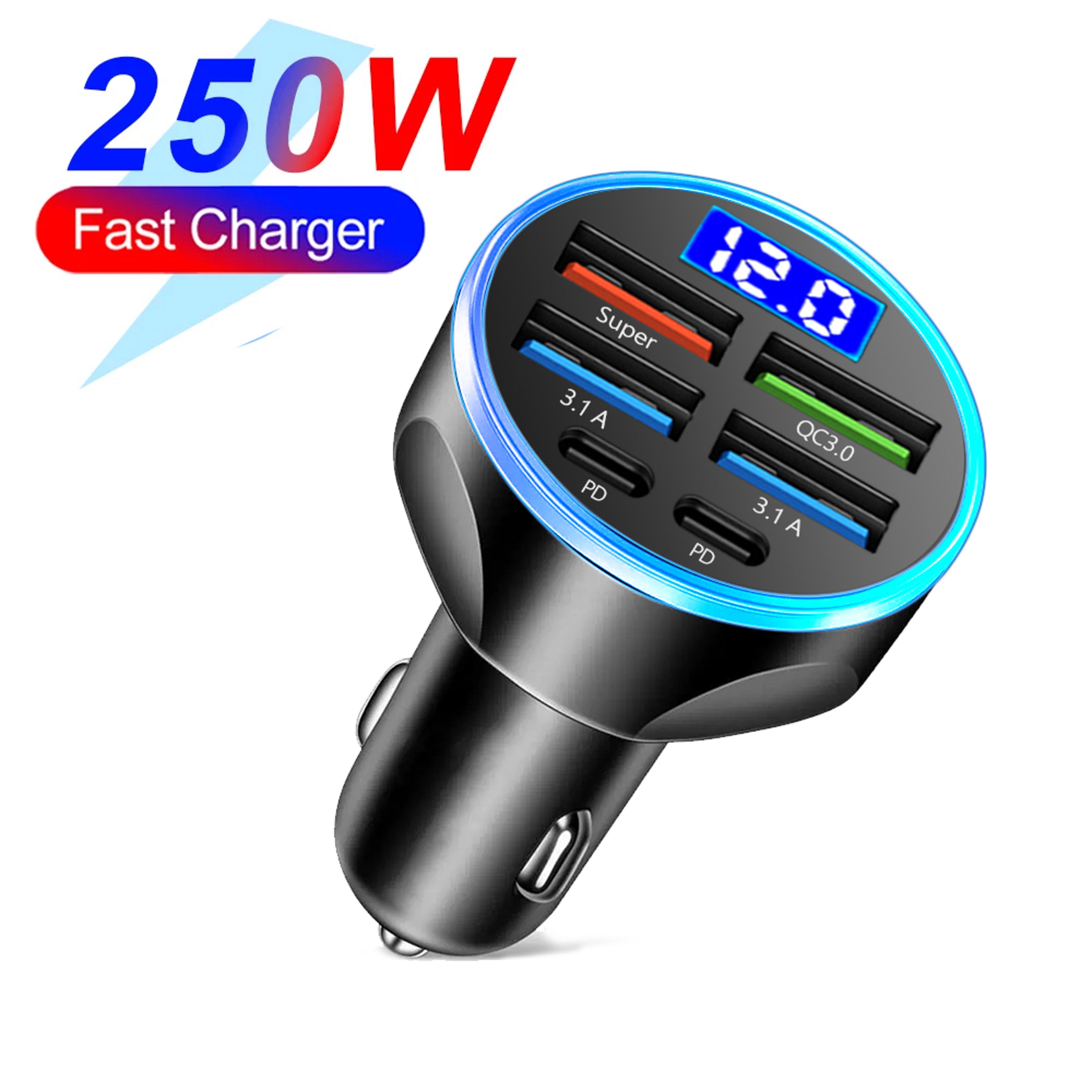 fast charge port car charger with digital display