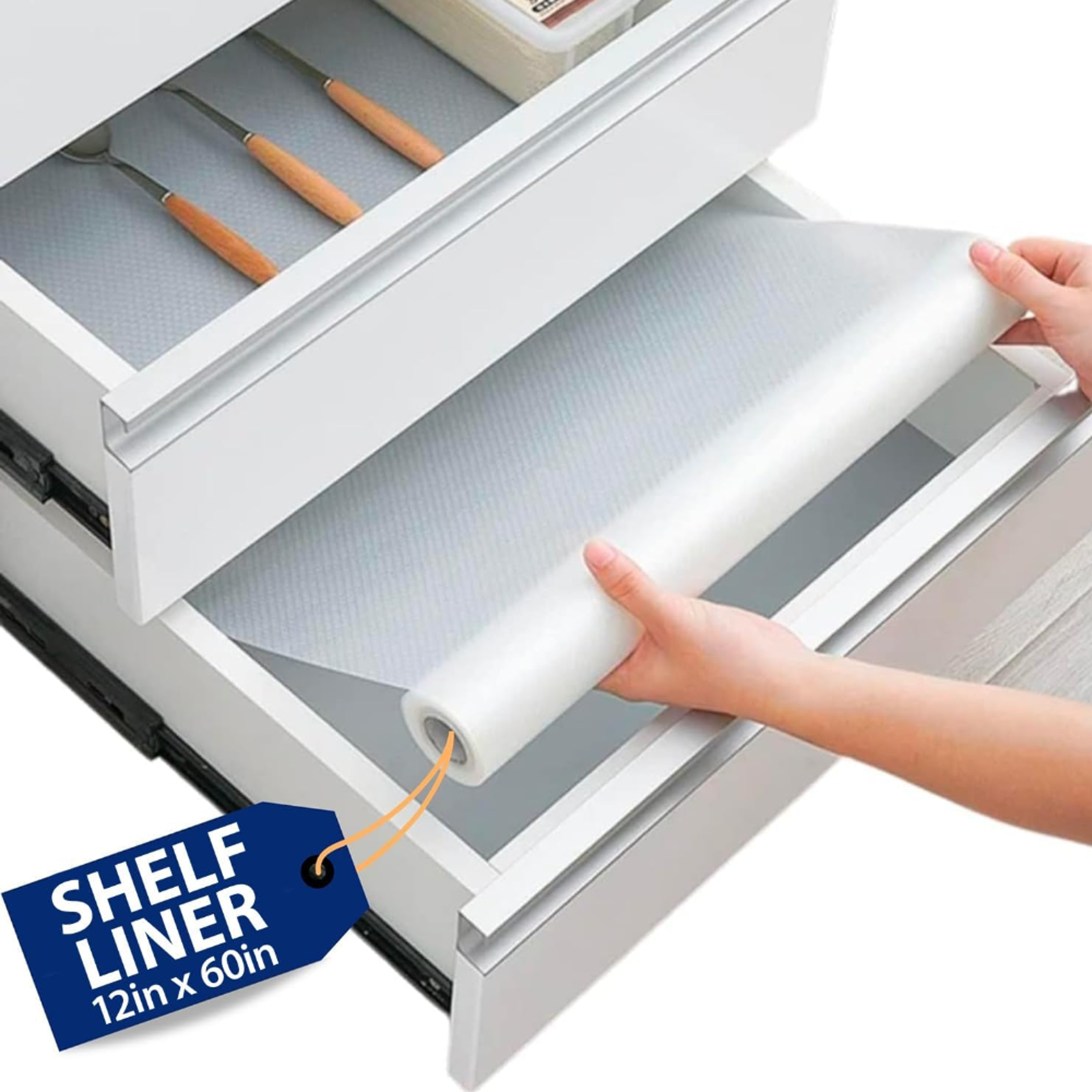 premium non slip kitchen shelf liner waterproof, easy clean drawer & cabinet liner for cupboards