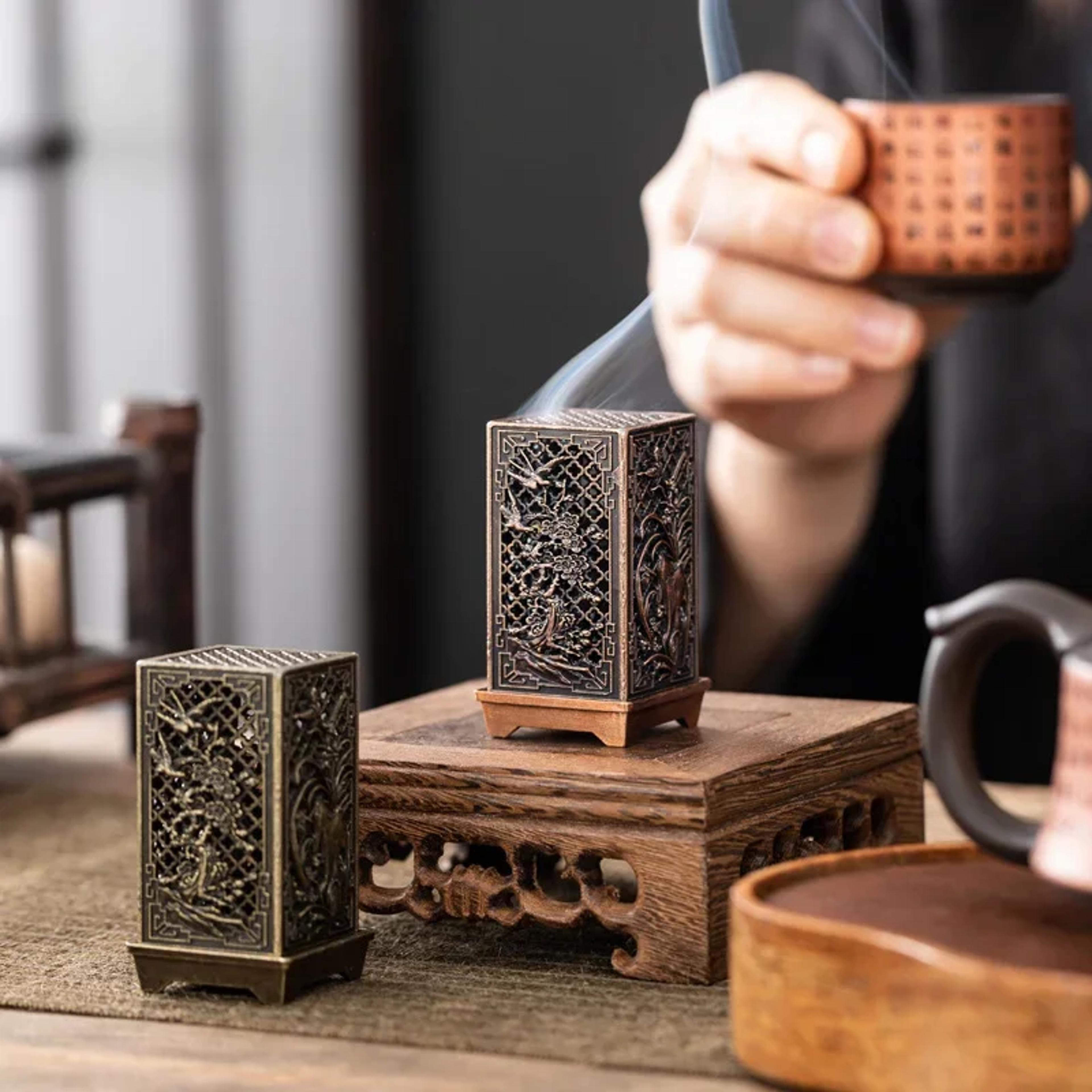 alloy incense holder square vertical aromatherapy burner