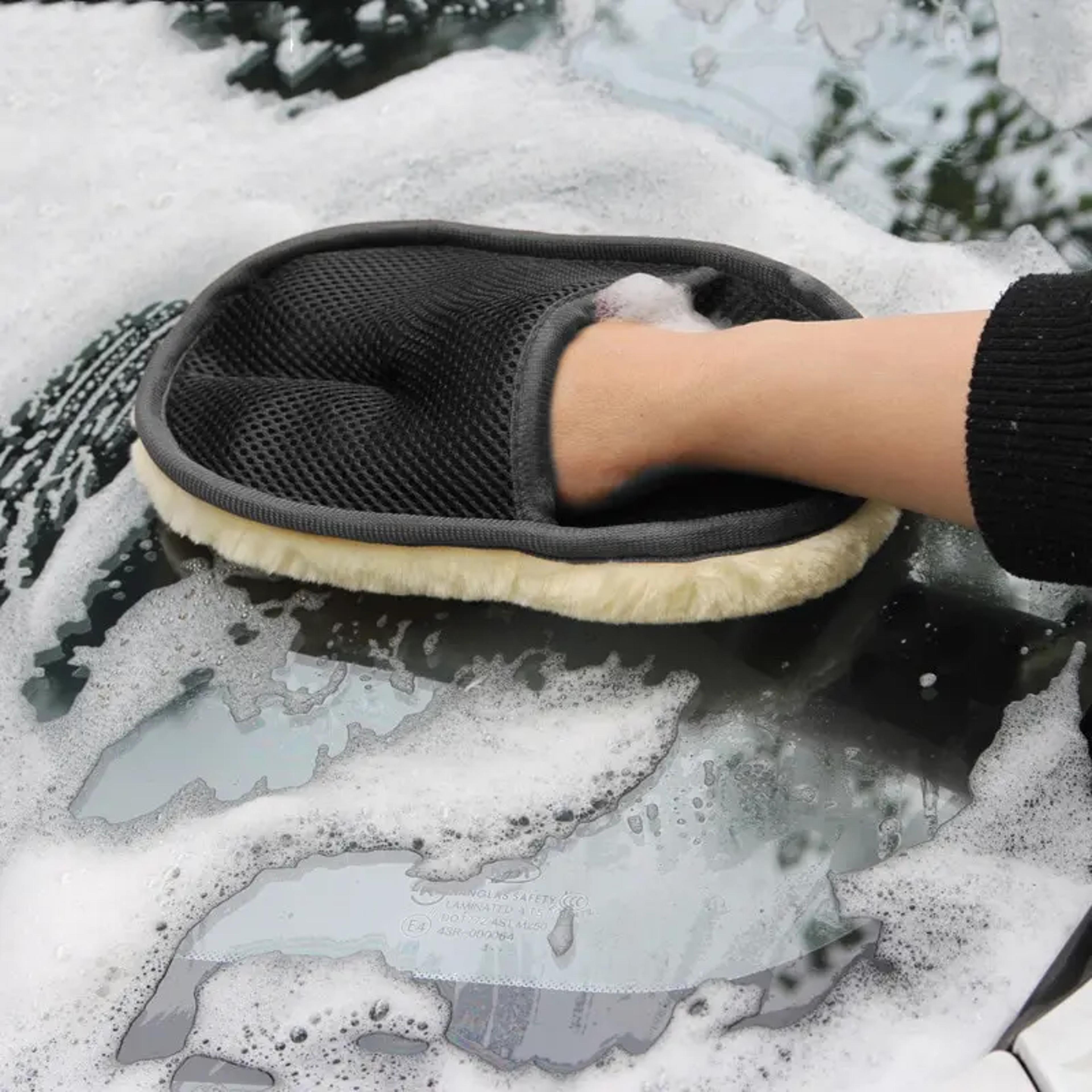 plush car washing gloves thickened imitation wool waxing & polishing gloves for car cleaning and detailing