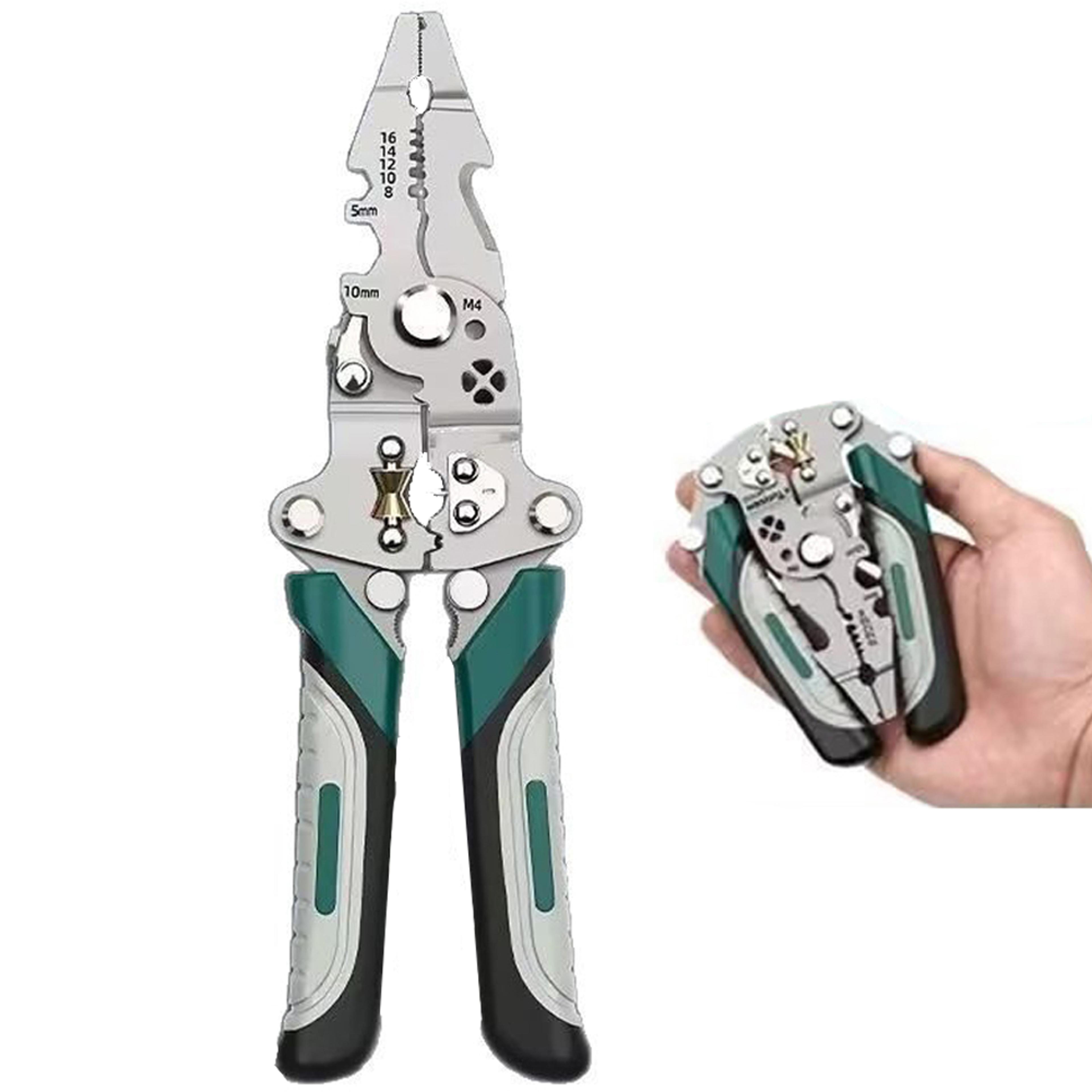foldable wire stripper multifunctional crimper pliers for electricians & diy durable, ergonomic & space saving tool