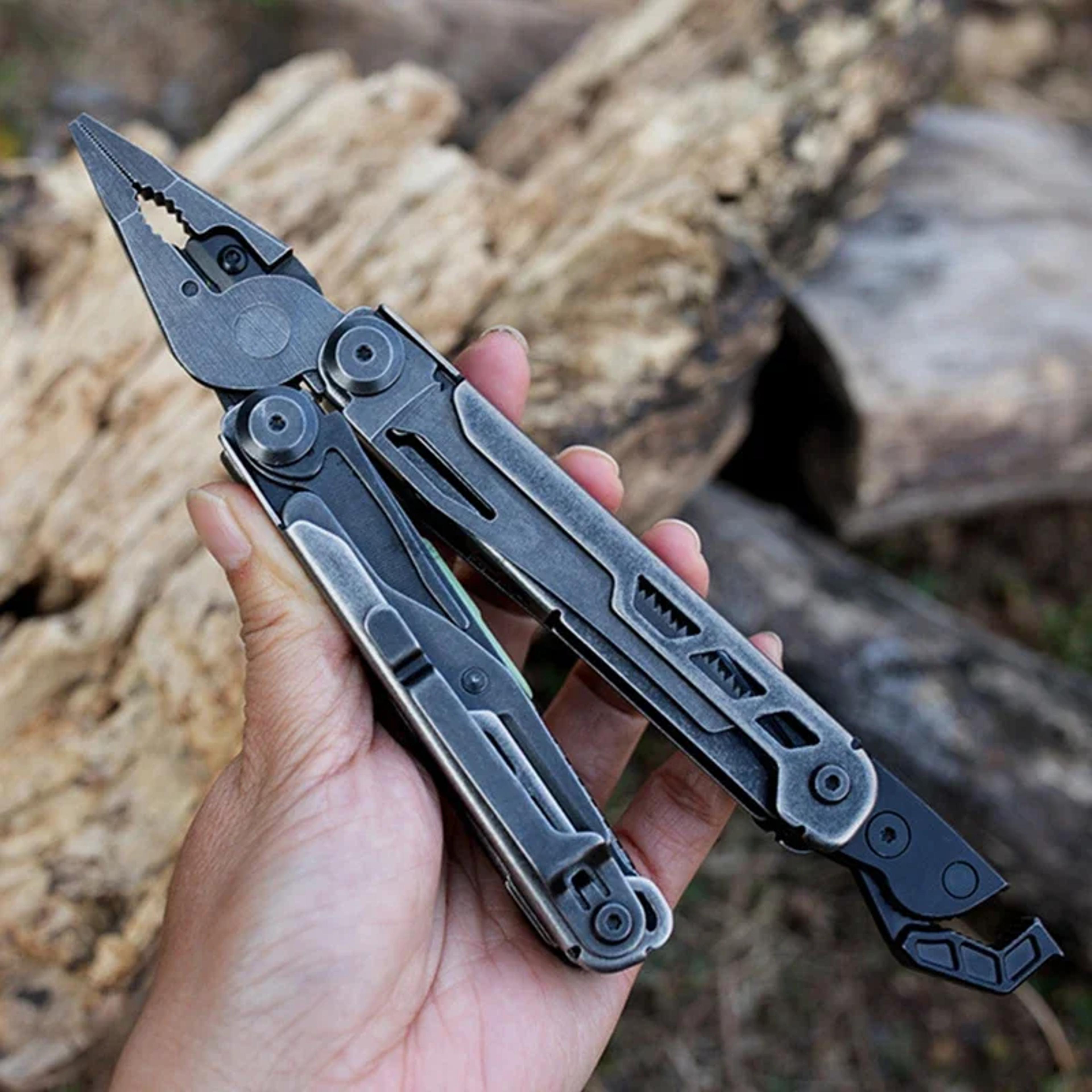 multi functional edc pliers with damascus knife outdoor camping tool