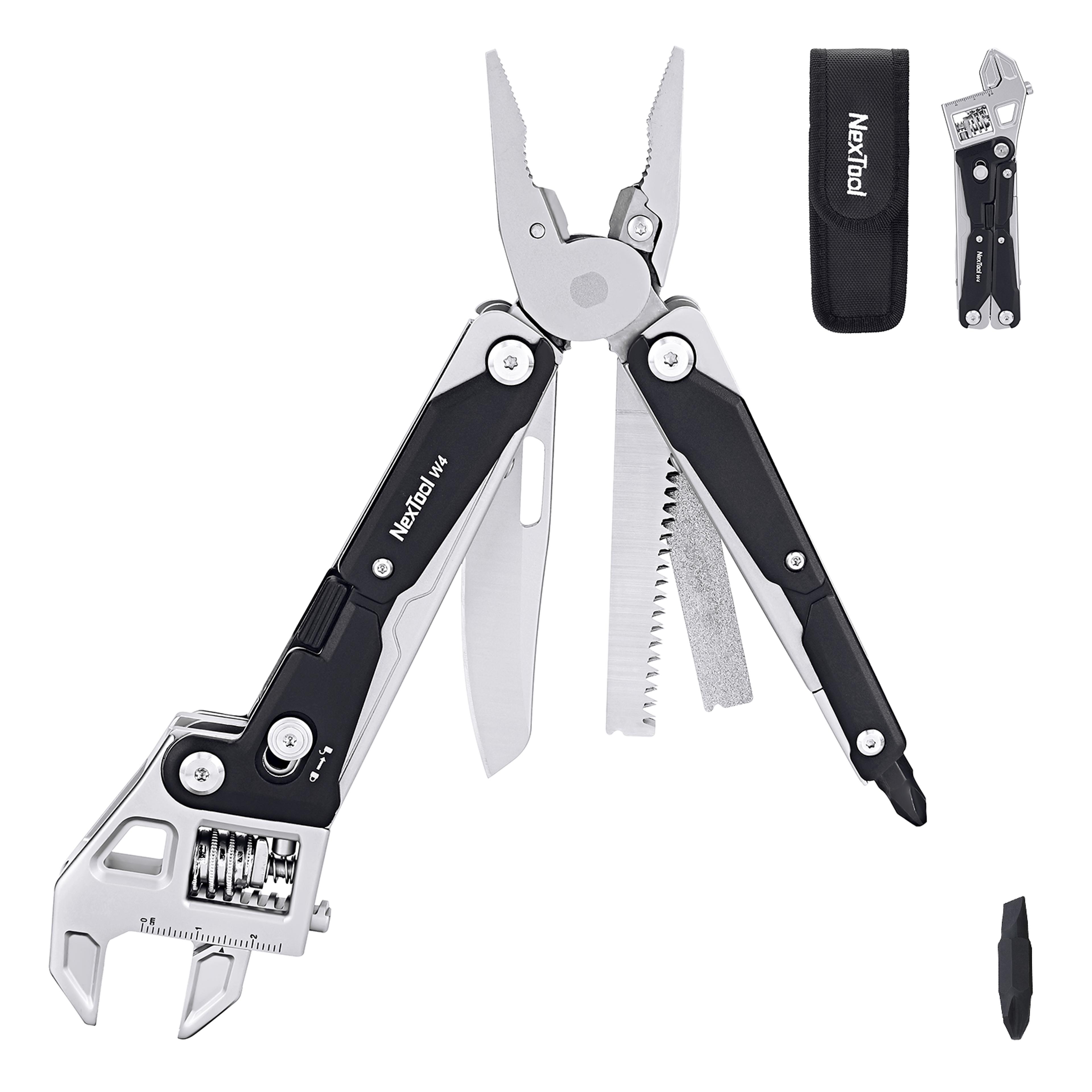 adjustable wrench multitool with pliers, knife, and saw all in one hand tools for woodworking and diy