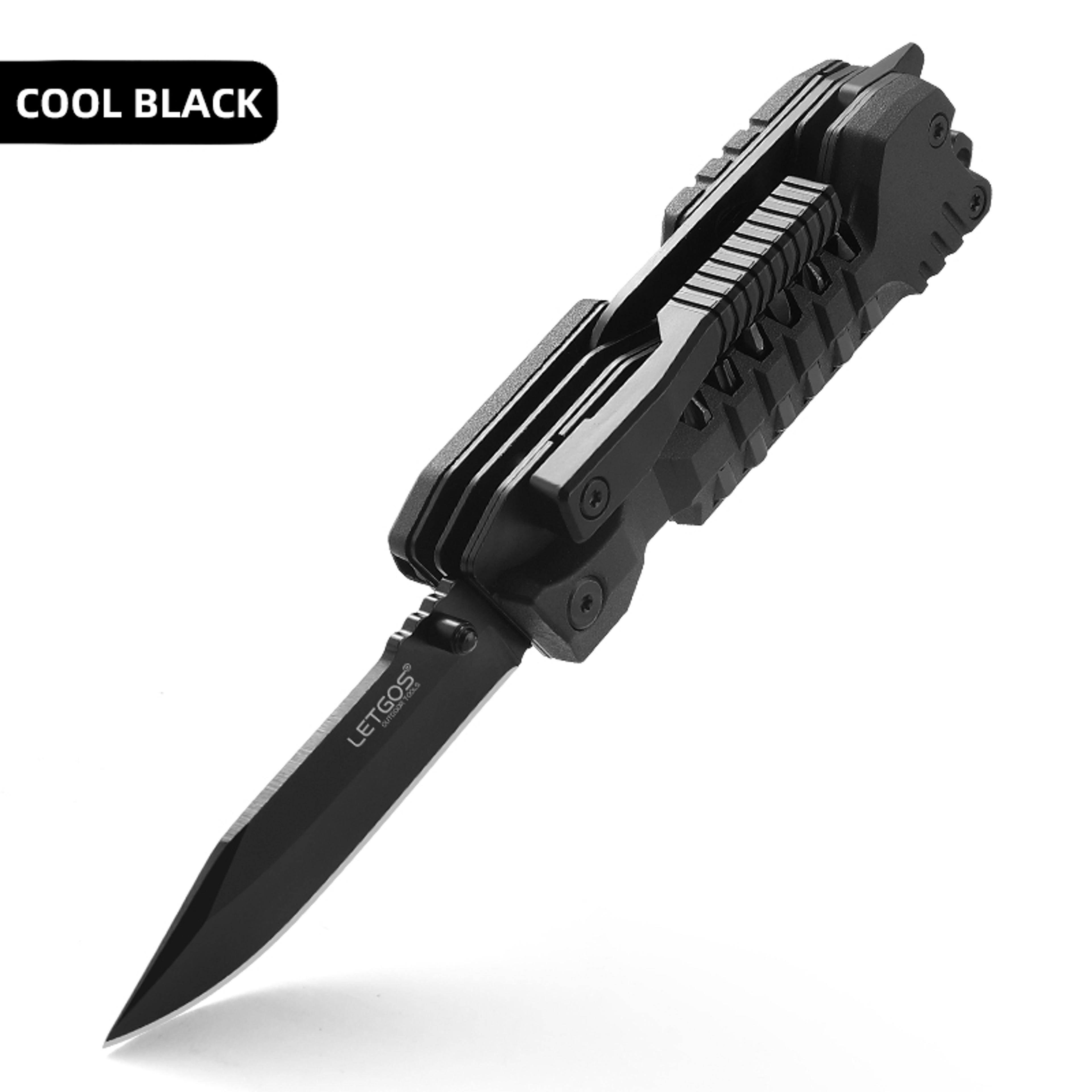 survival pocket folding knife with edc rescue tool & nylon sheath ideal for camping, hiking, and hunting