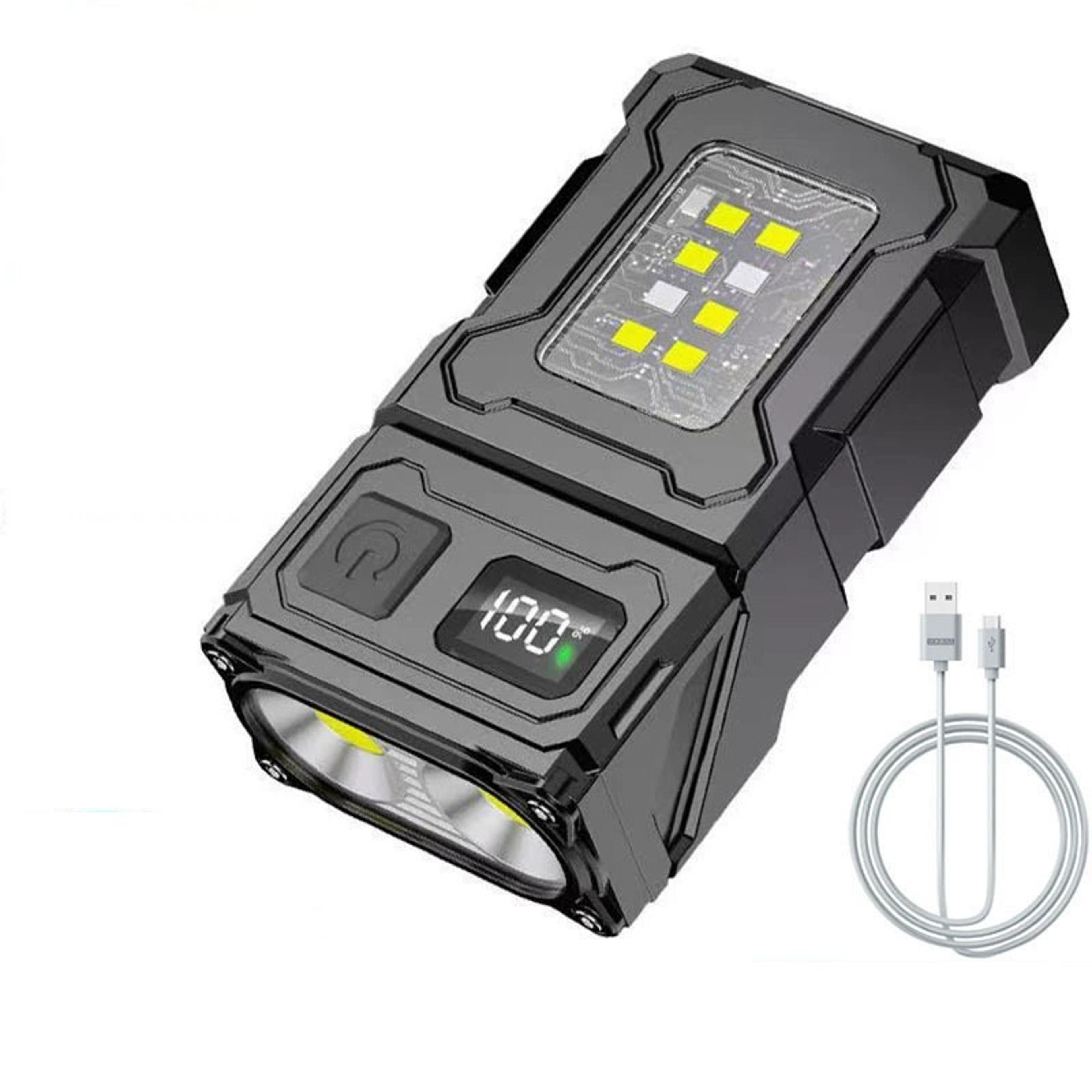 super bright portable led flashlight with usb rechargeable, cob emergency light, and tail magnet for outdoor adventures