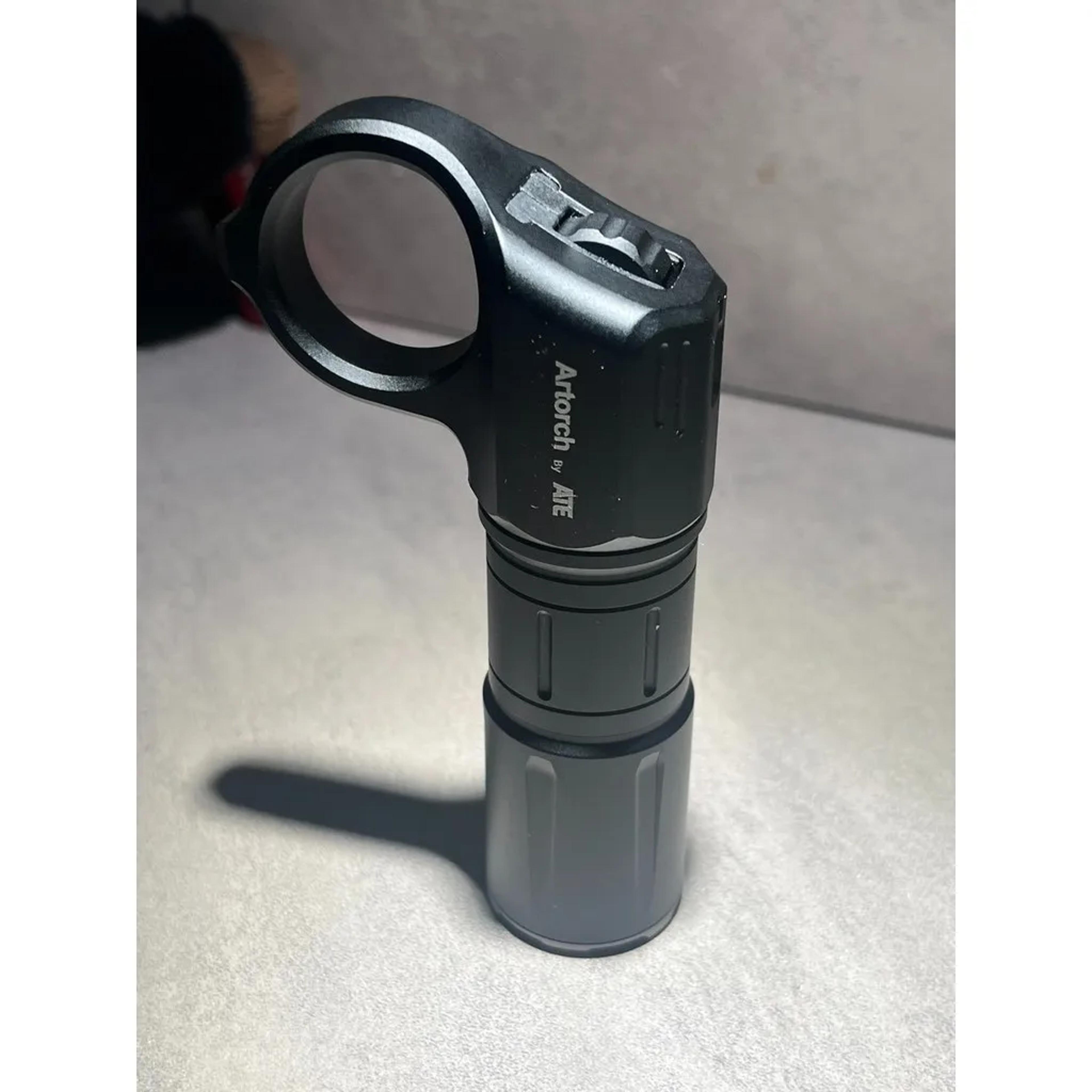 artorch compact tactical flashlight with finger ring & glass breaker edc led light