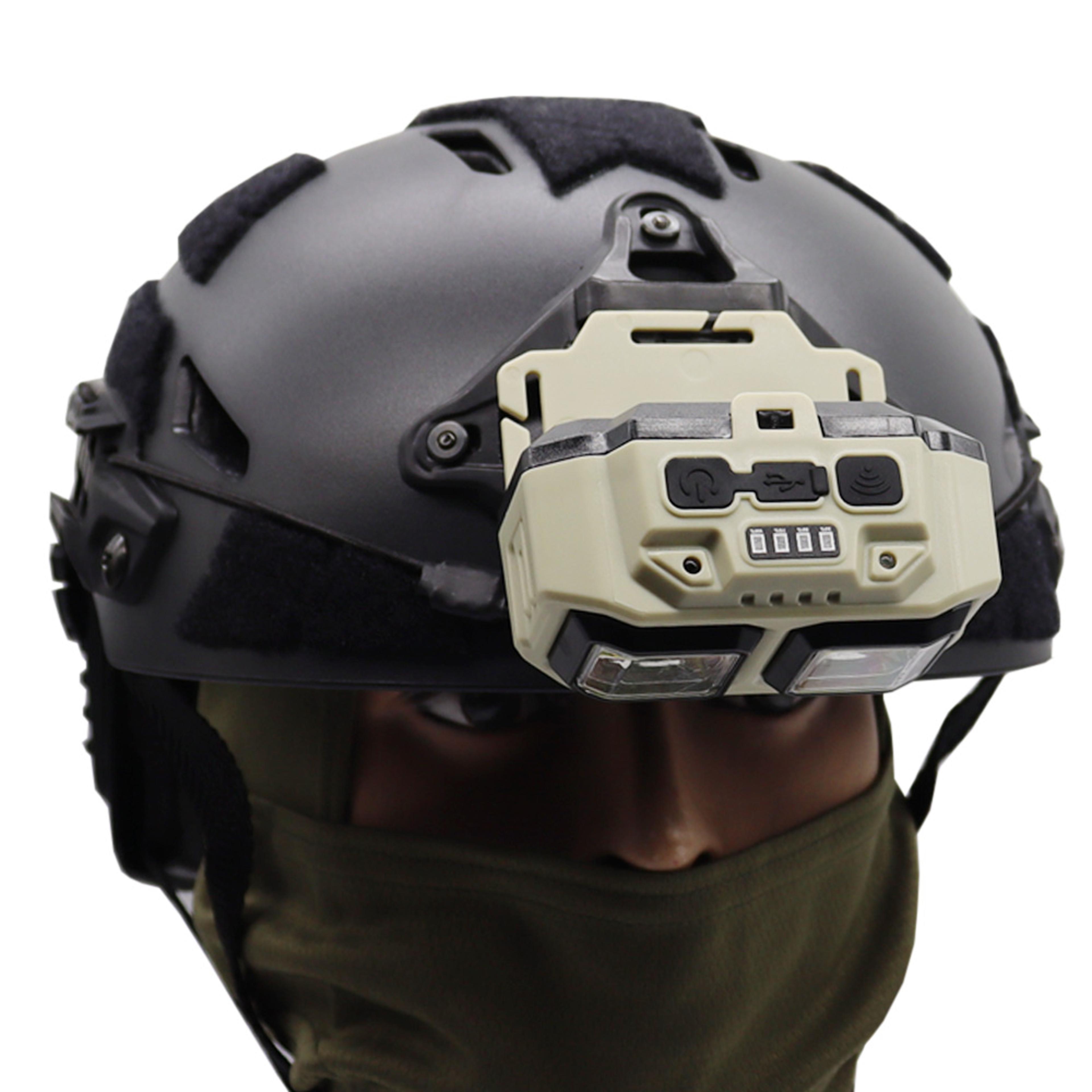 tactical fast mich helmet light usb rechargeable headlamp with white & red signal modes for hunting, camping, & fishing