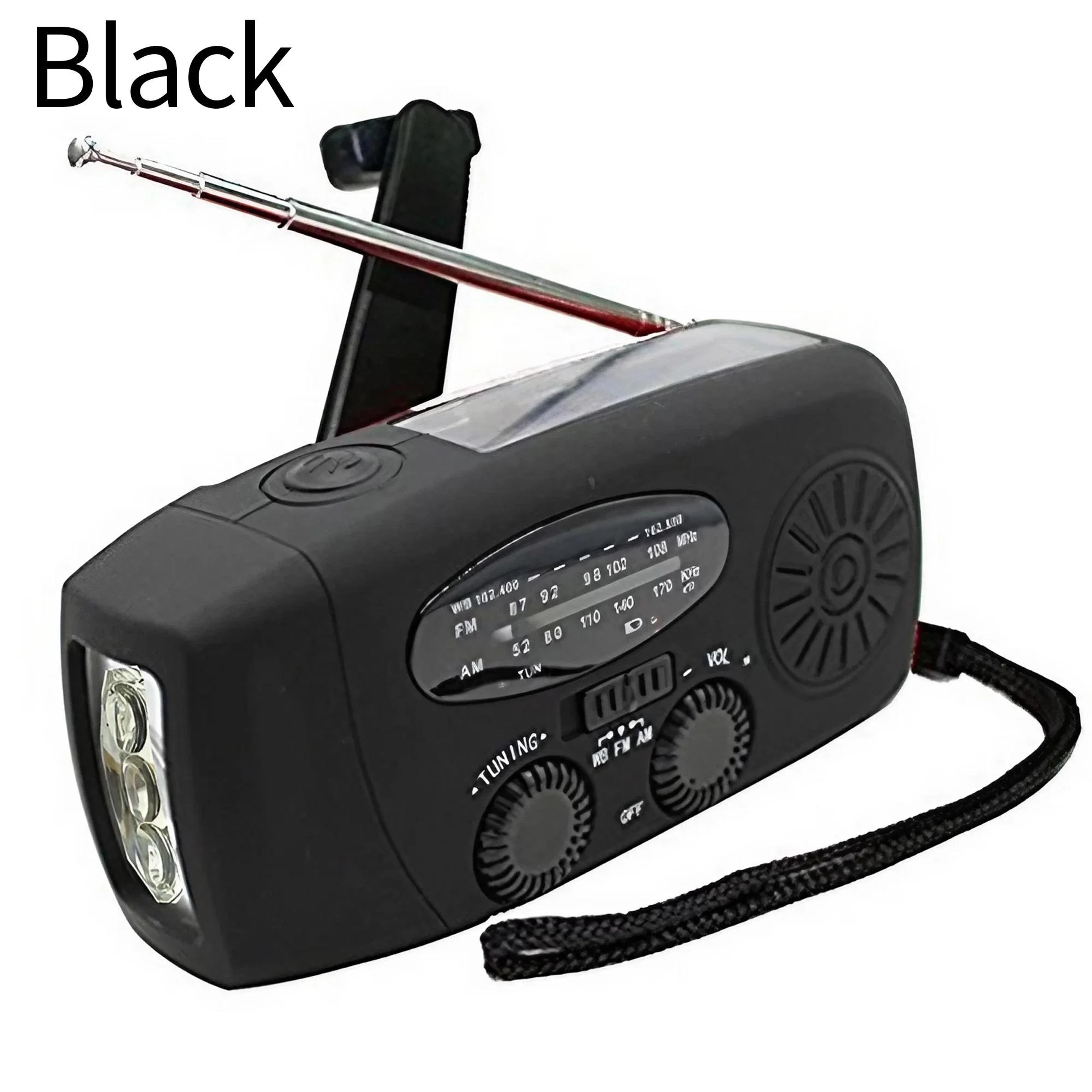 multifunctional emergency weather radio with solar & hand crank power led flashlight & power bank