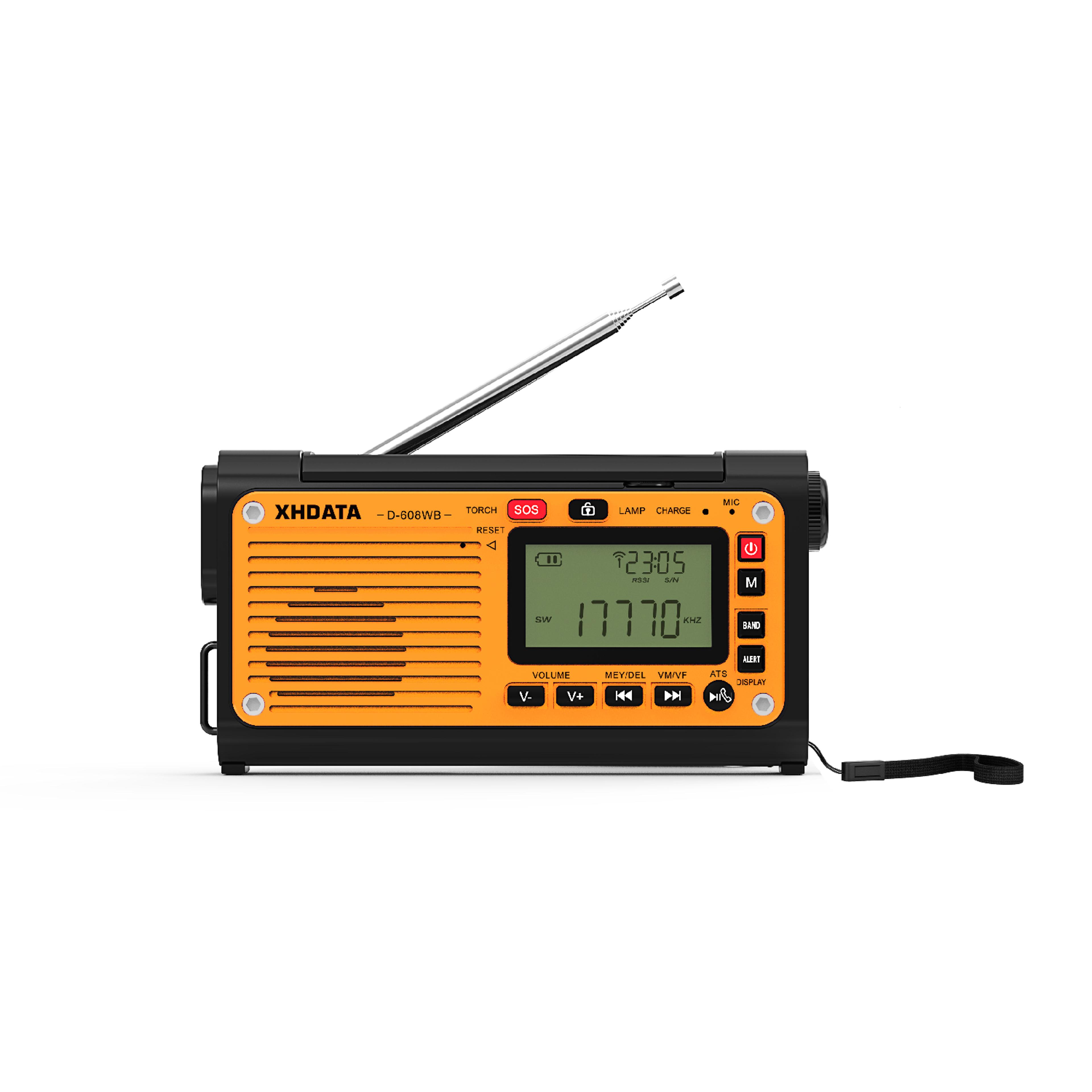 emergency weather radio with noaa alerts, bluetooth, hand crank, solar power & phone charger portable & rechargeable