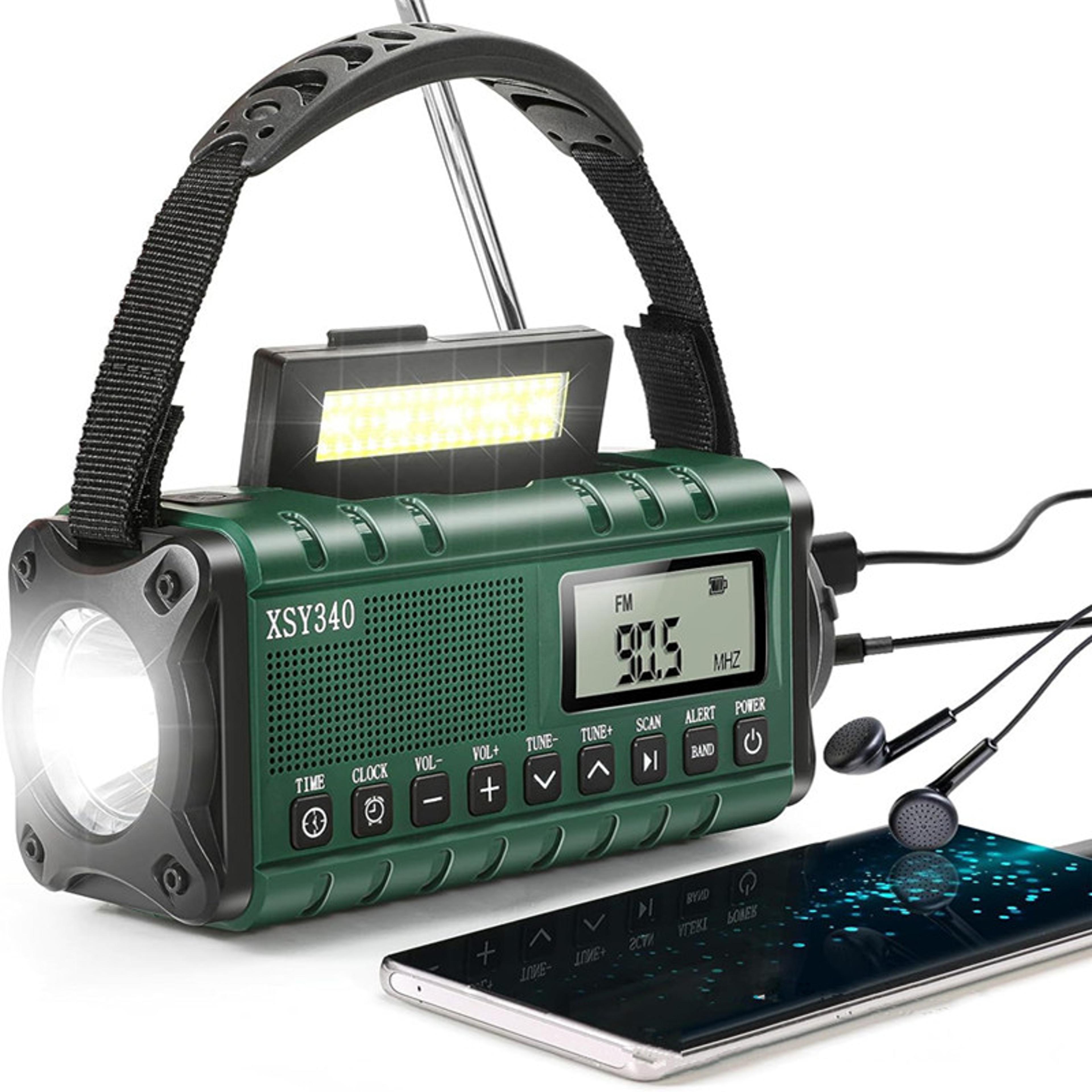 multifunctional solar hand crank emergency radio with weather alert, flashlight, sos alarm & usb charging