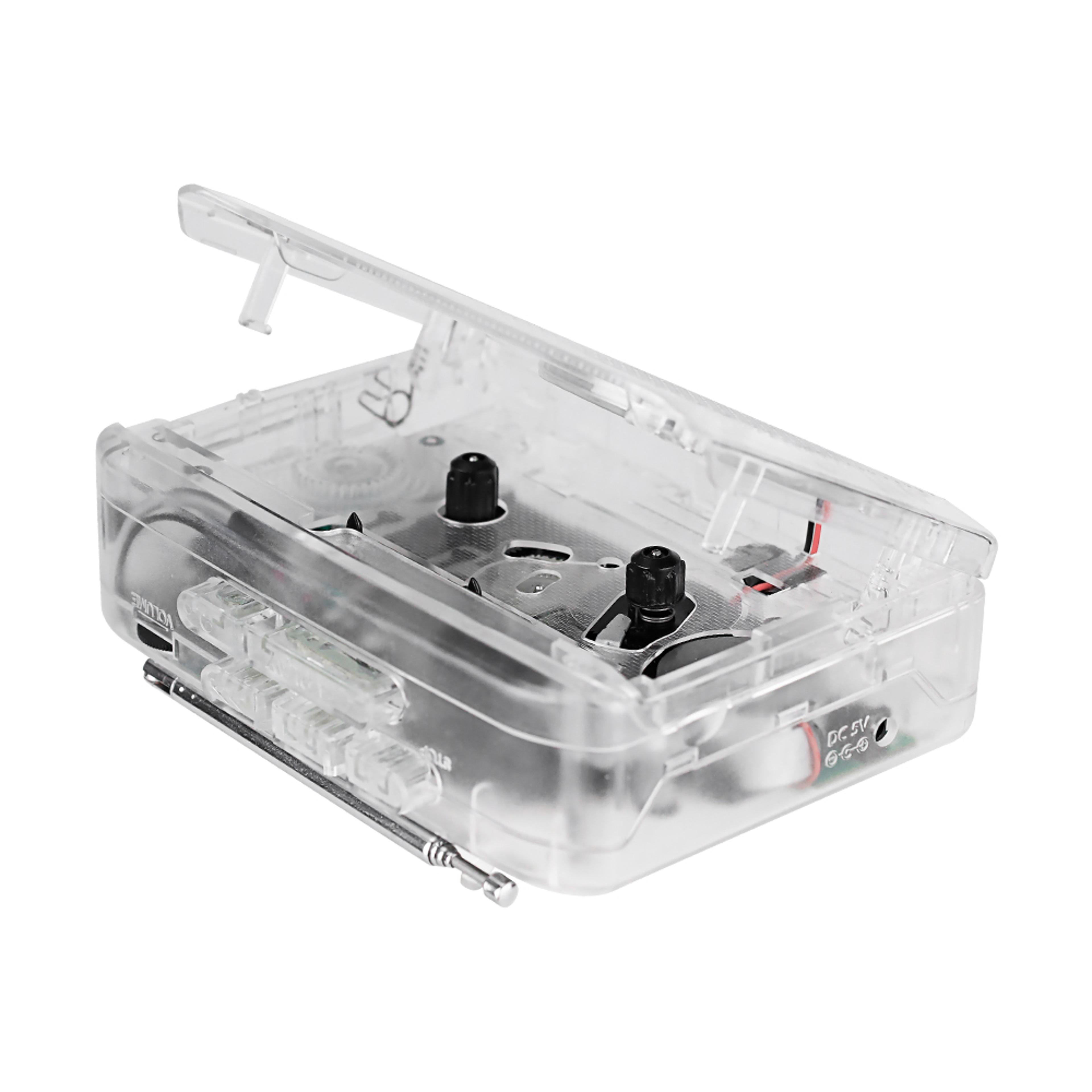 portable cassette player with radio, multiple power supply methods, high quality sound, and stereo speakers