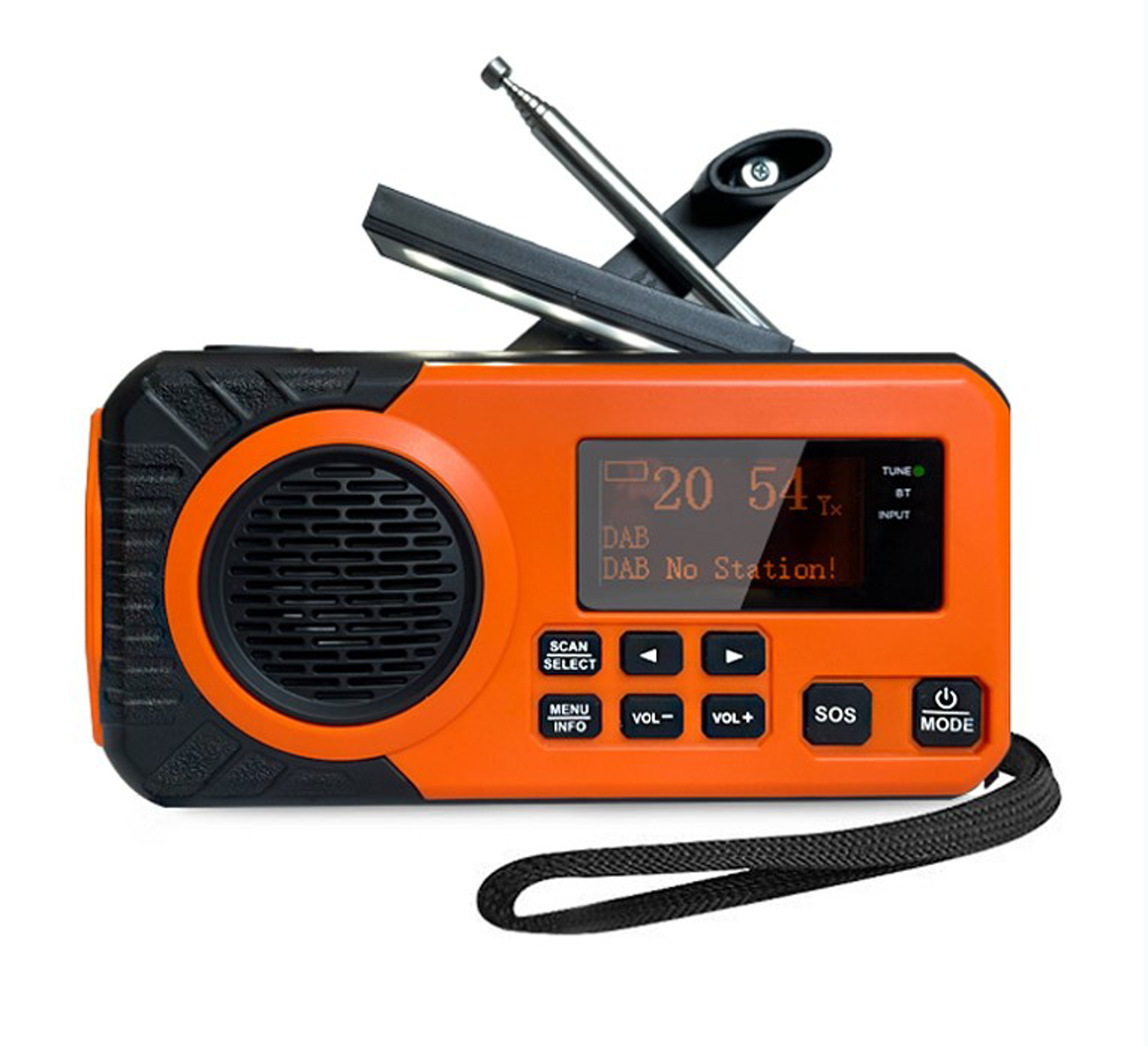 portable solar hand crank emergency radio with bluetooth, dab fm & power bank