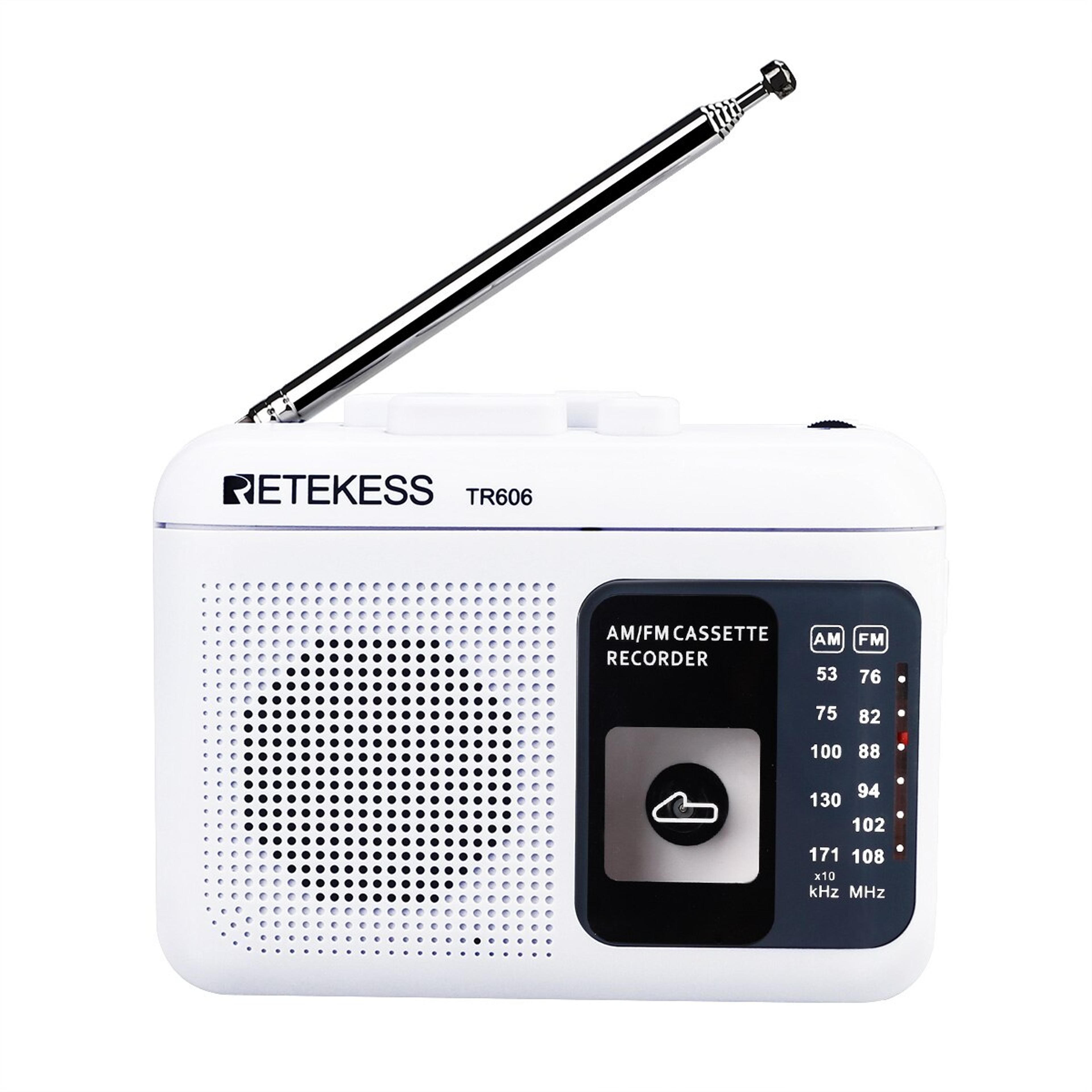 retro portable am fm radio cassette player & recorder with earphone mic jack