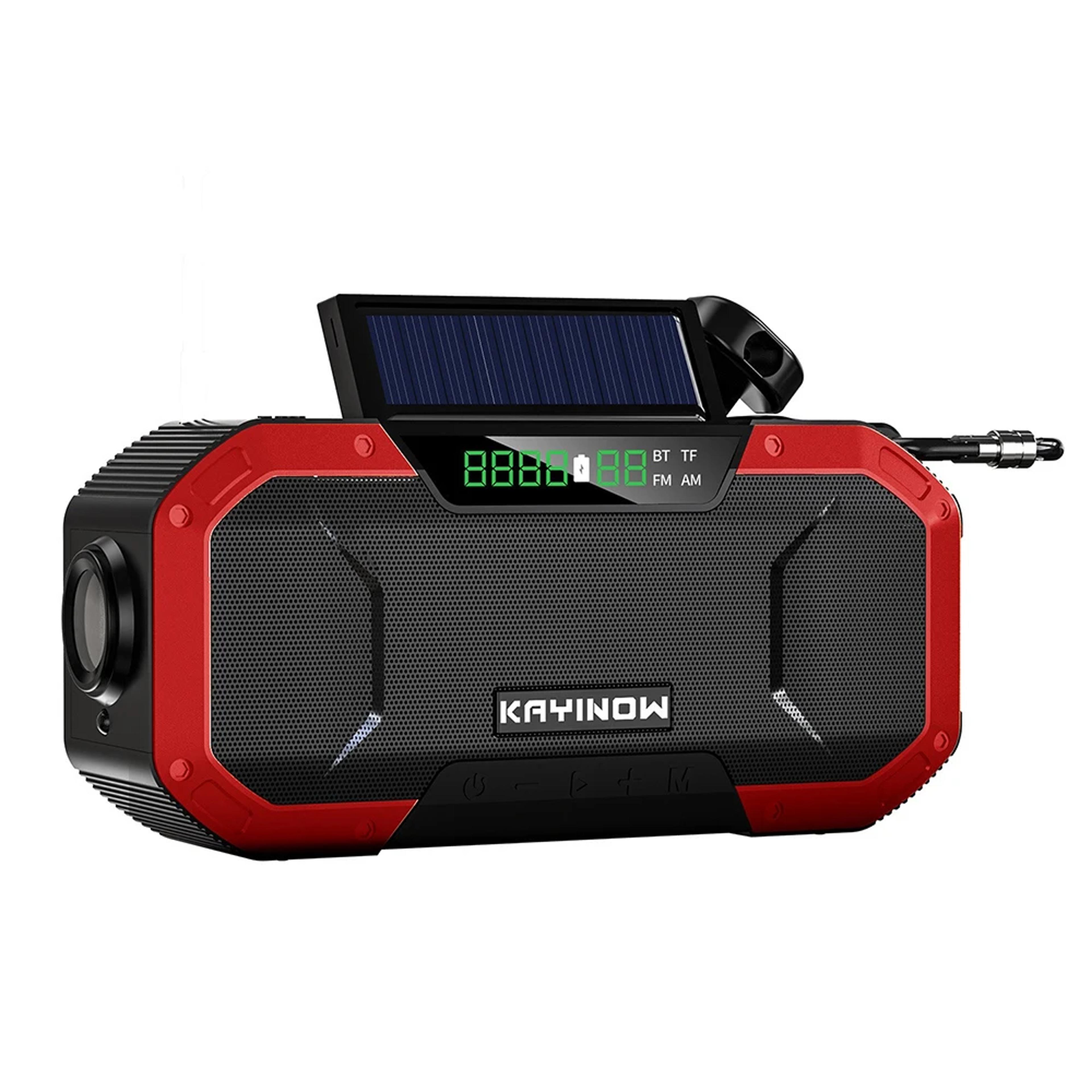multi purpose emergency radio hand crank, usb rechargeable & solar powered fm radio flashlight