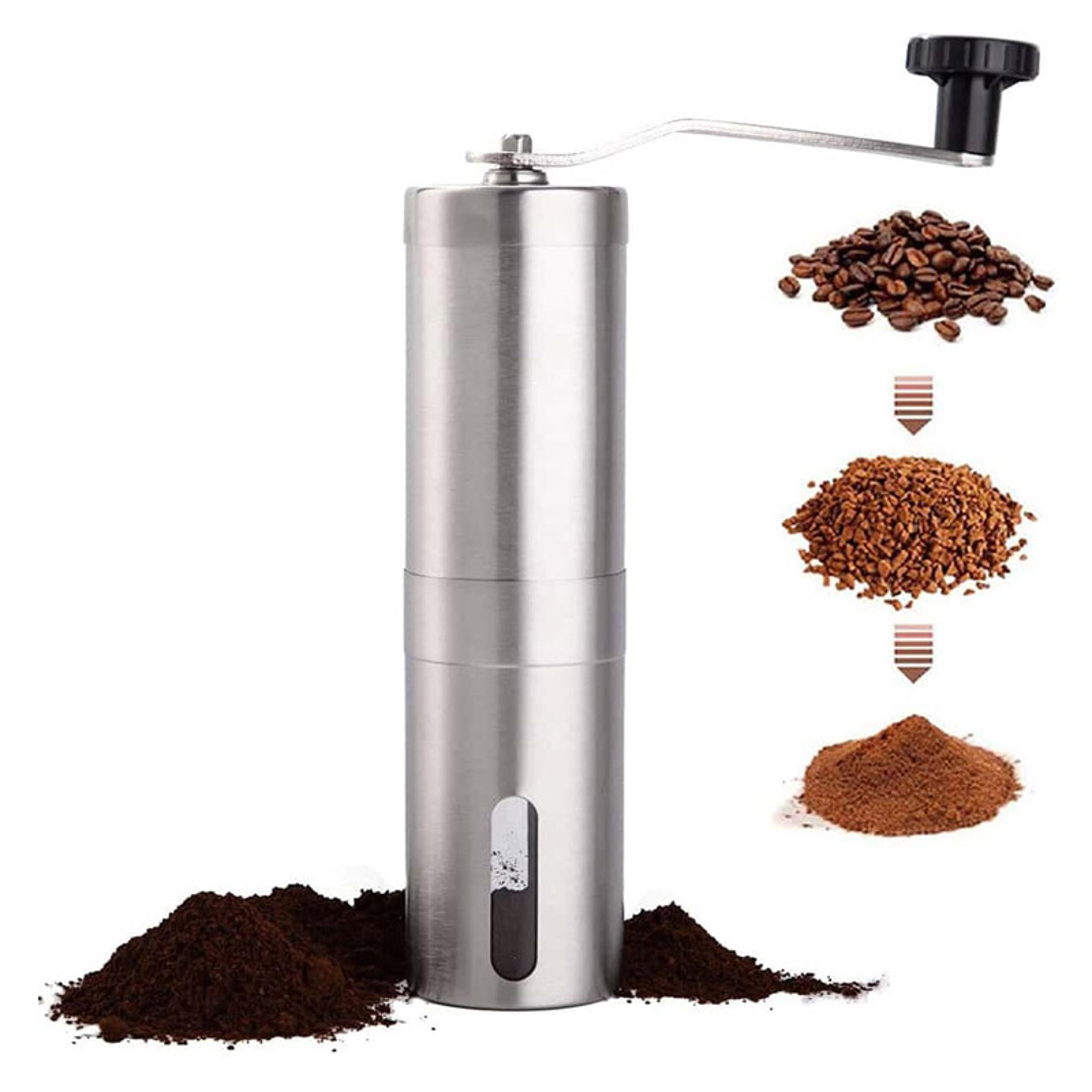 manual coffee grinder stainless steel conical burr with hand crank & adjustable settings for precision grinding