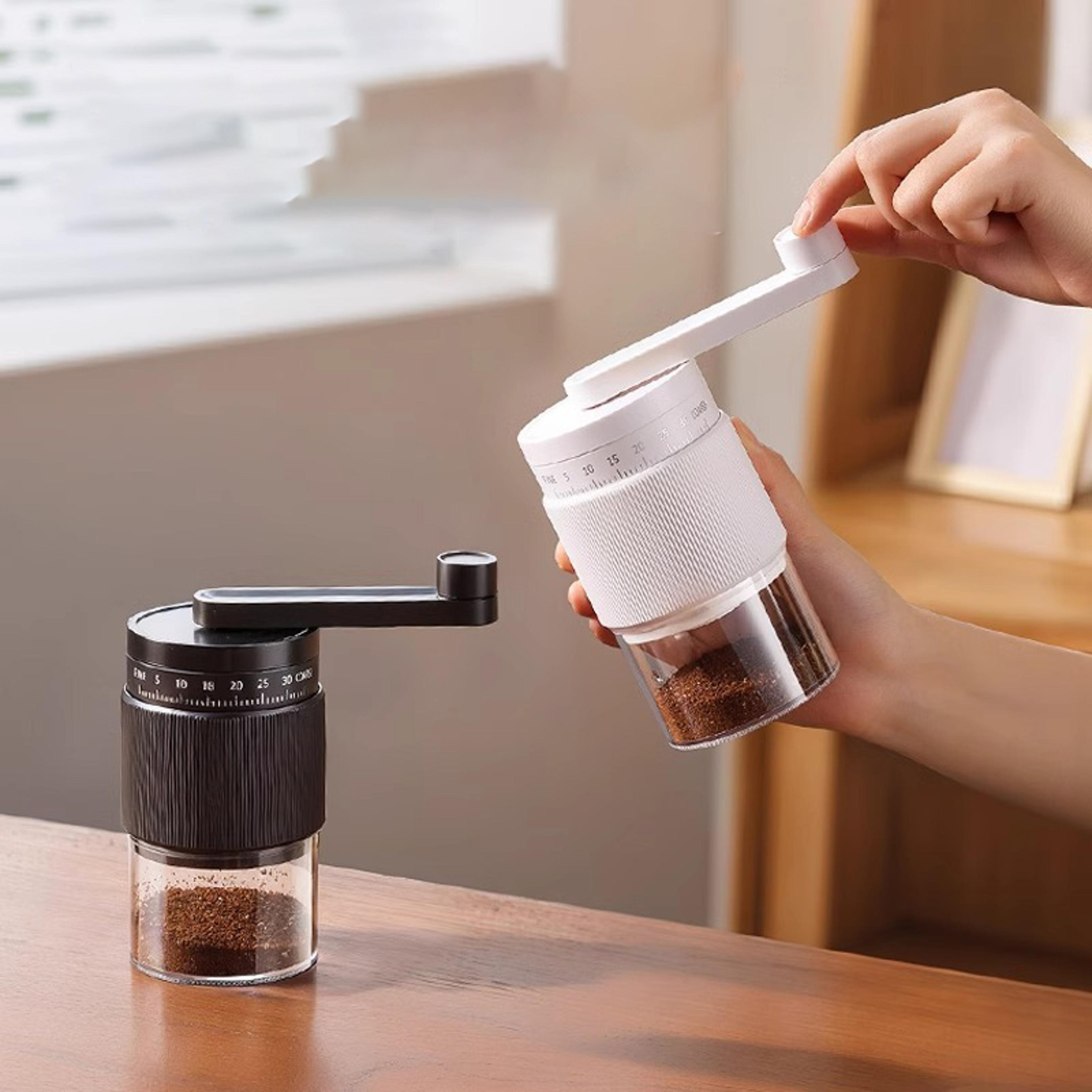 portable hand crank coffee bean grinder adjustable speed & rechargeable