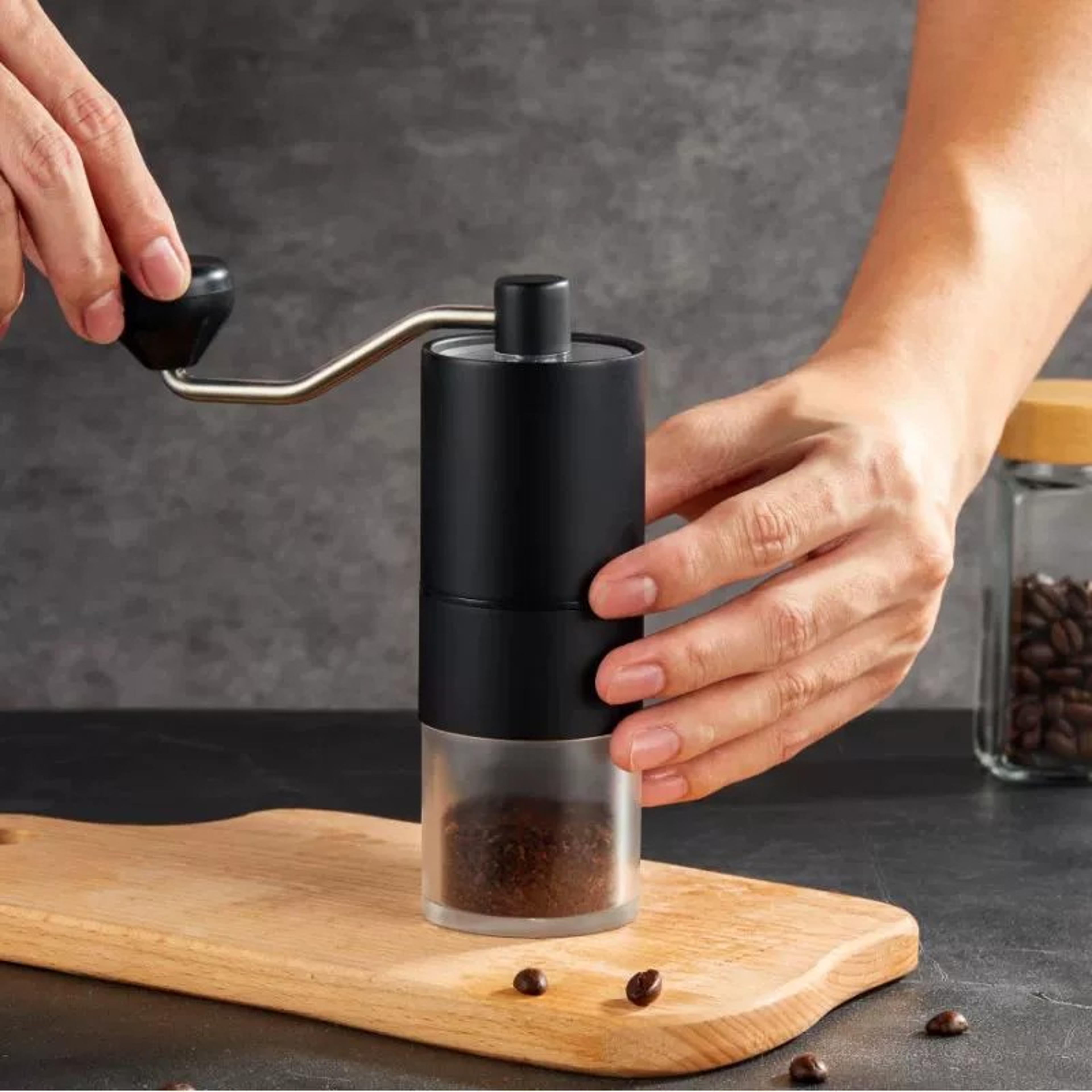 handheld precision: portable manual coffee grinder with adjustable ceramic burr