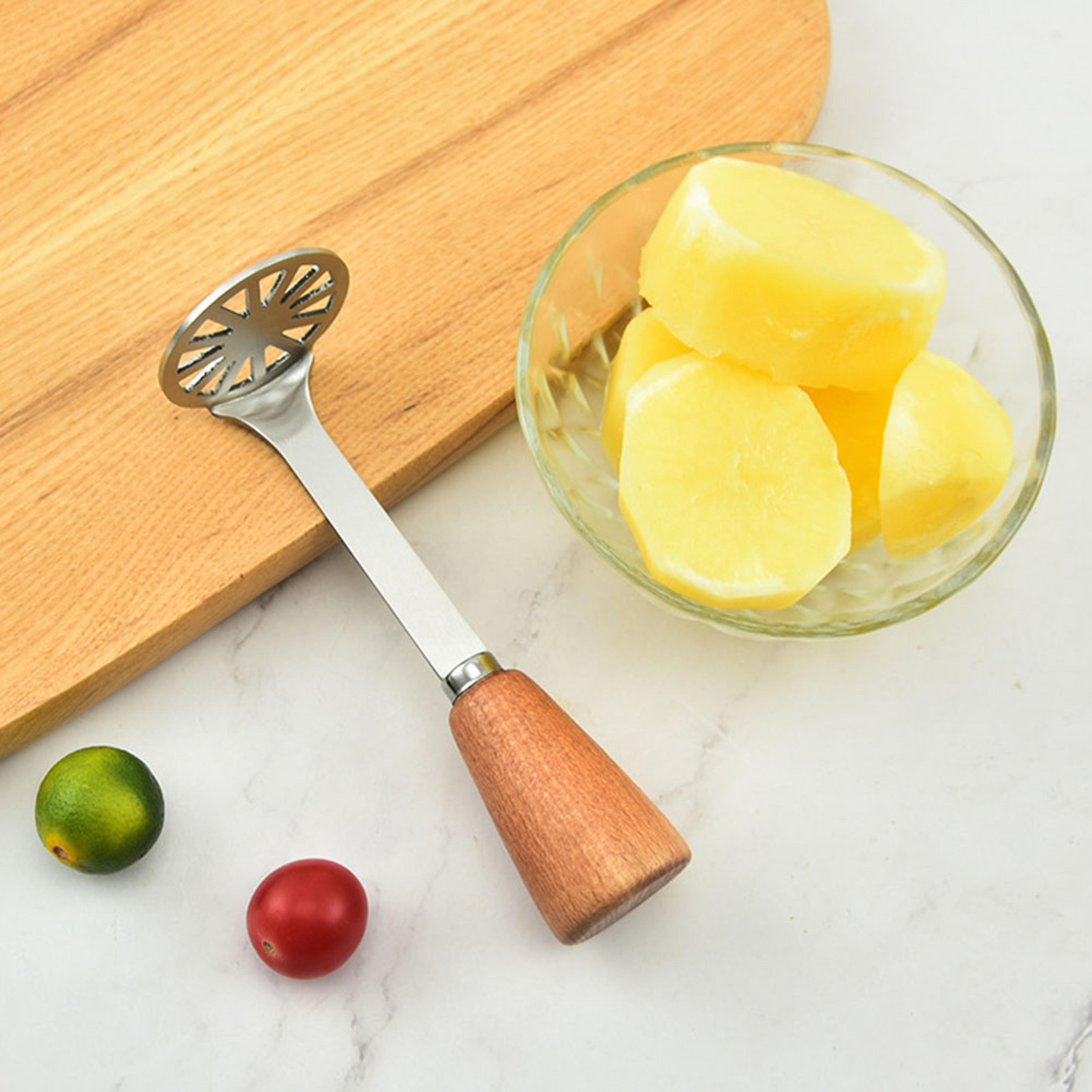 stainless steel potato ricer & masher manual vegetable press with wooden handle