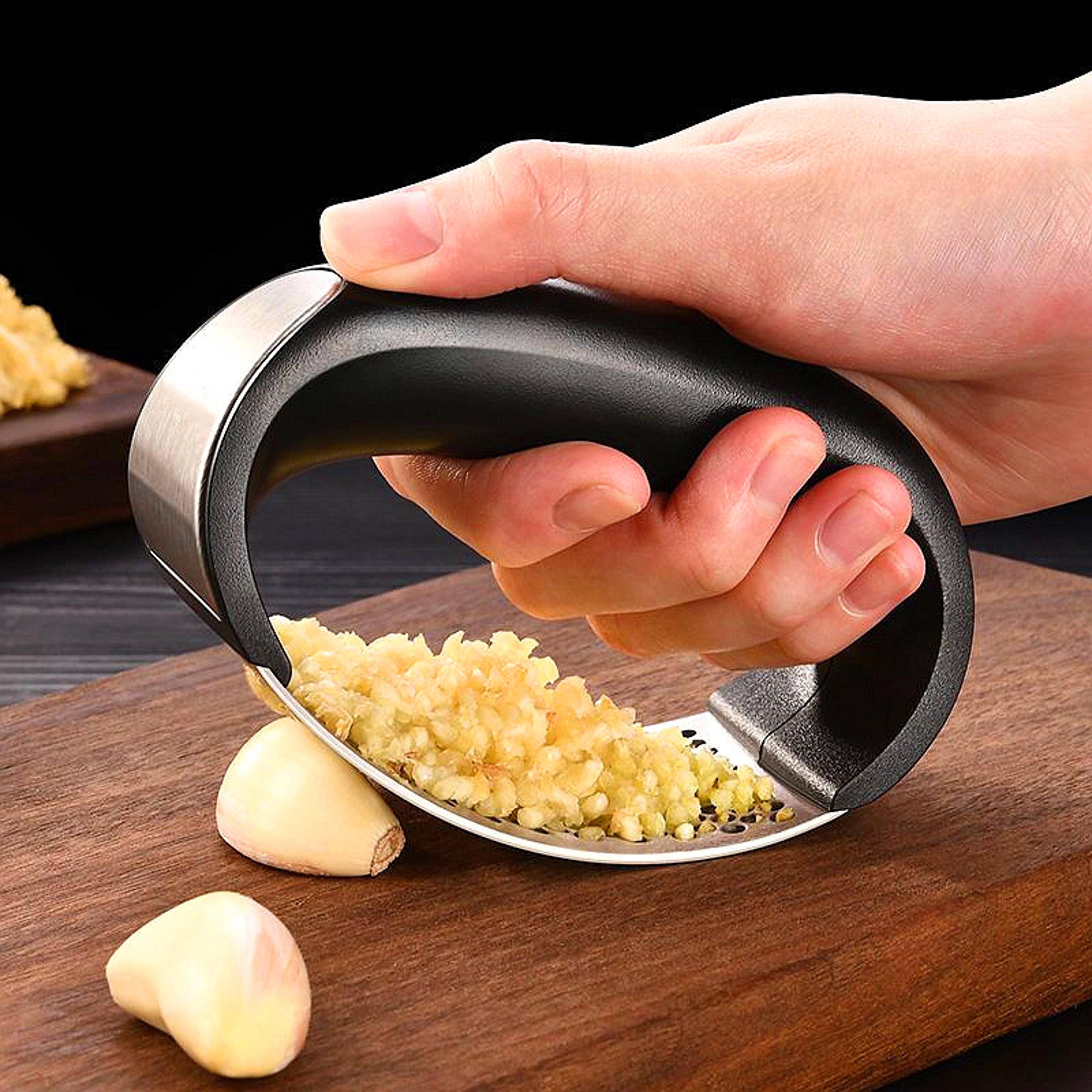 premium stainless steel garlic press & manual garlic mincer tool