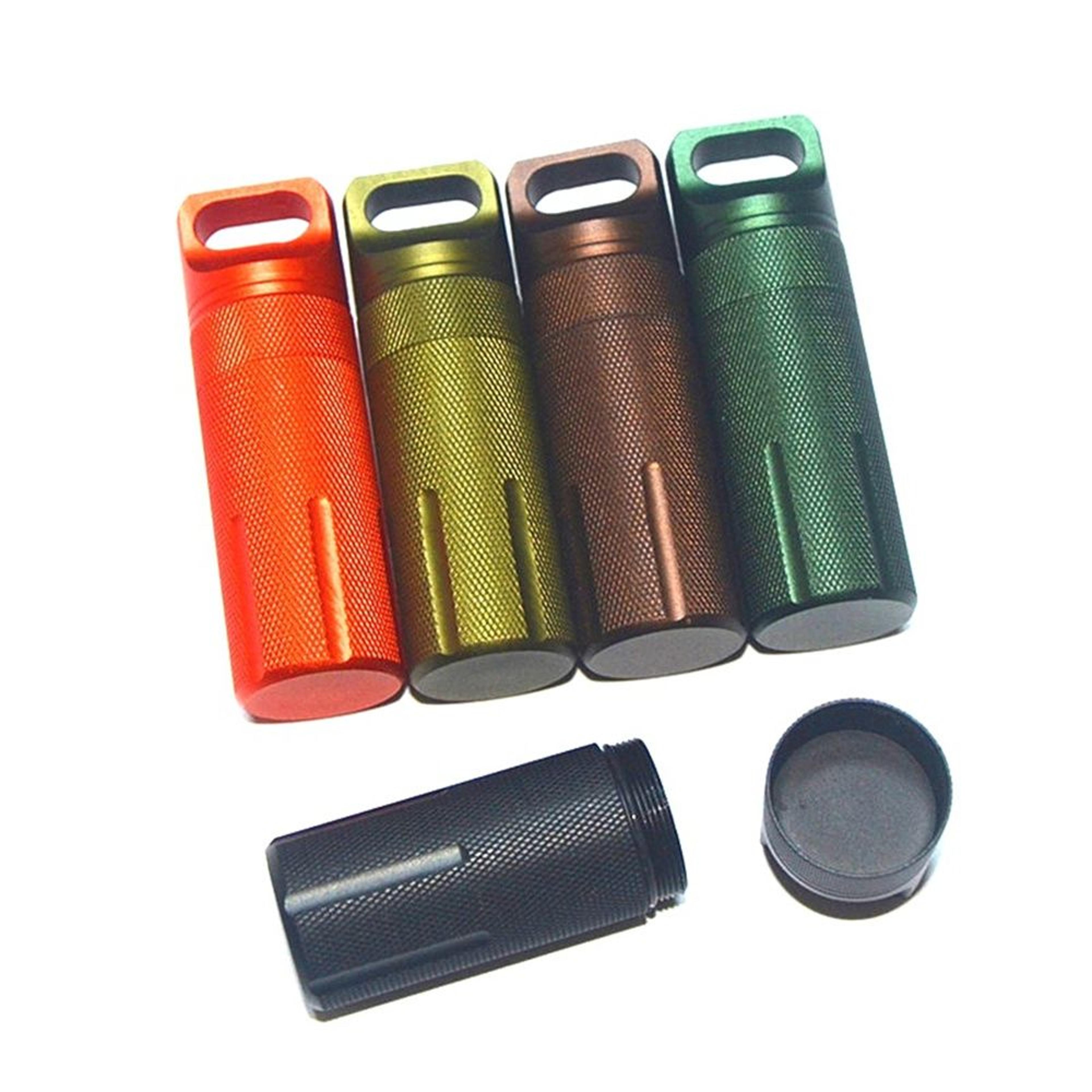 outdoor waterproof edc capsule heavy duty aluminum survival bottle & airtight pill case