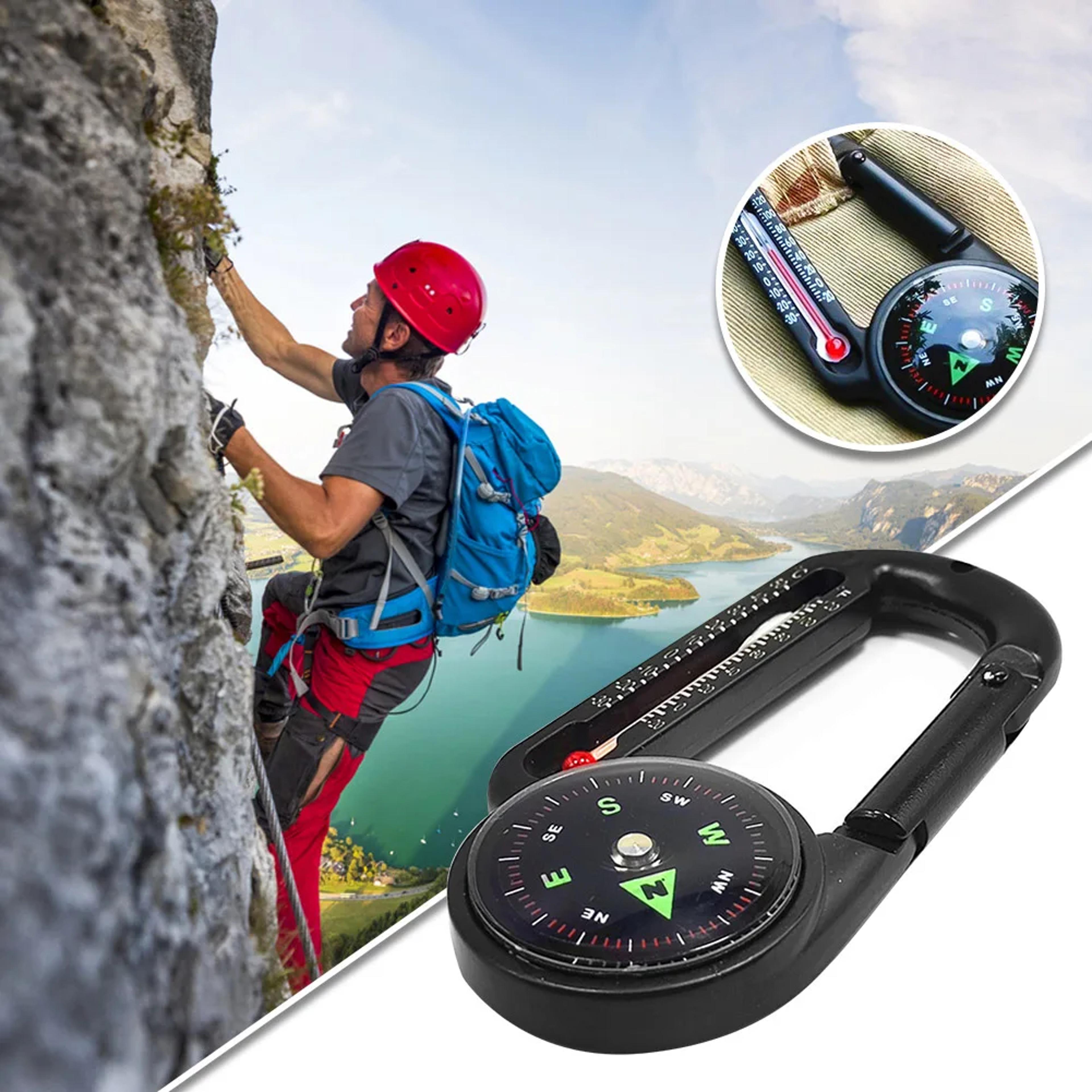 carabiner compass keychain with thermometer compact outdoor camping navigation tool