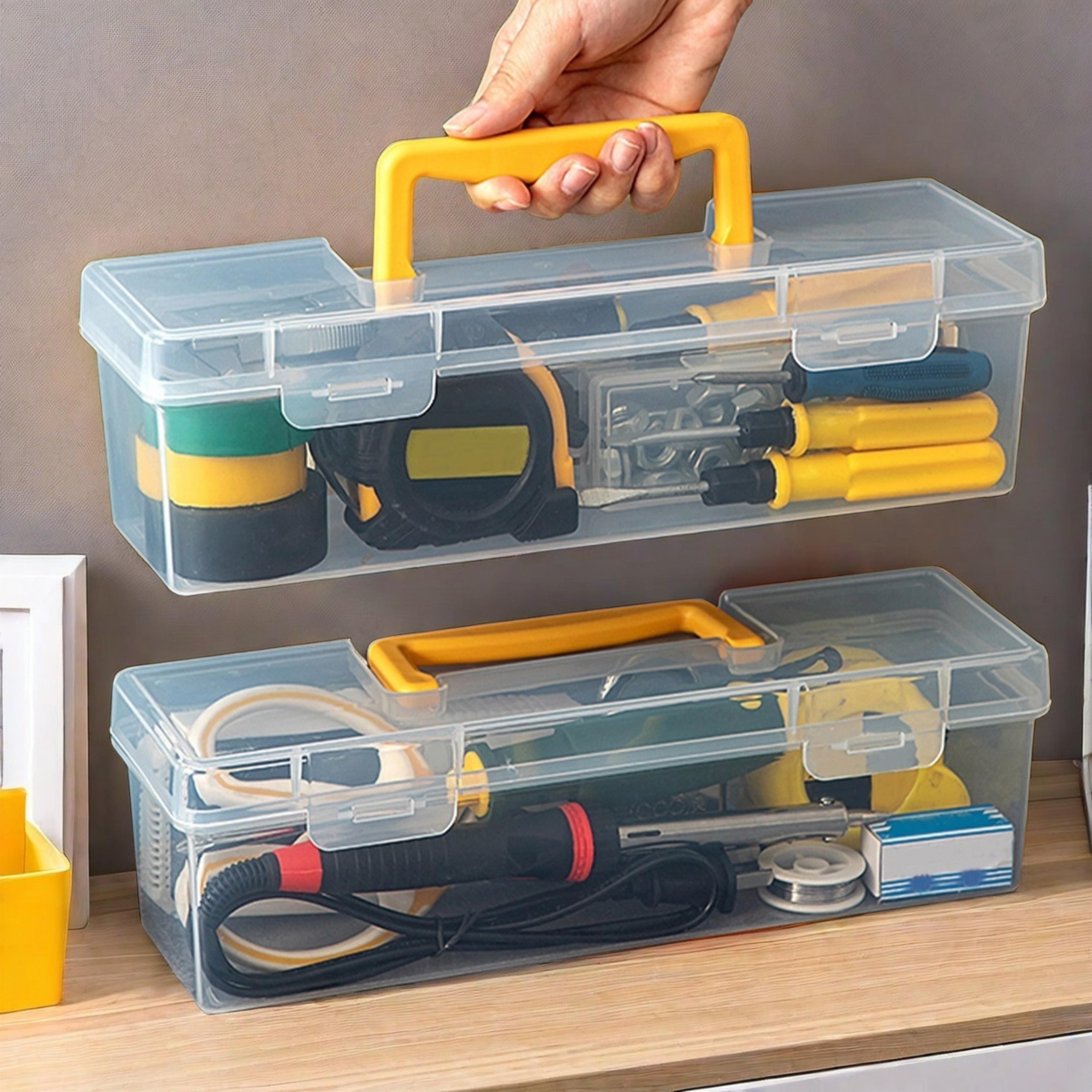 transparent portable toolbox organizer large capacity durable plastic tool storage box