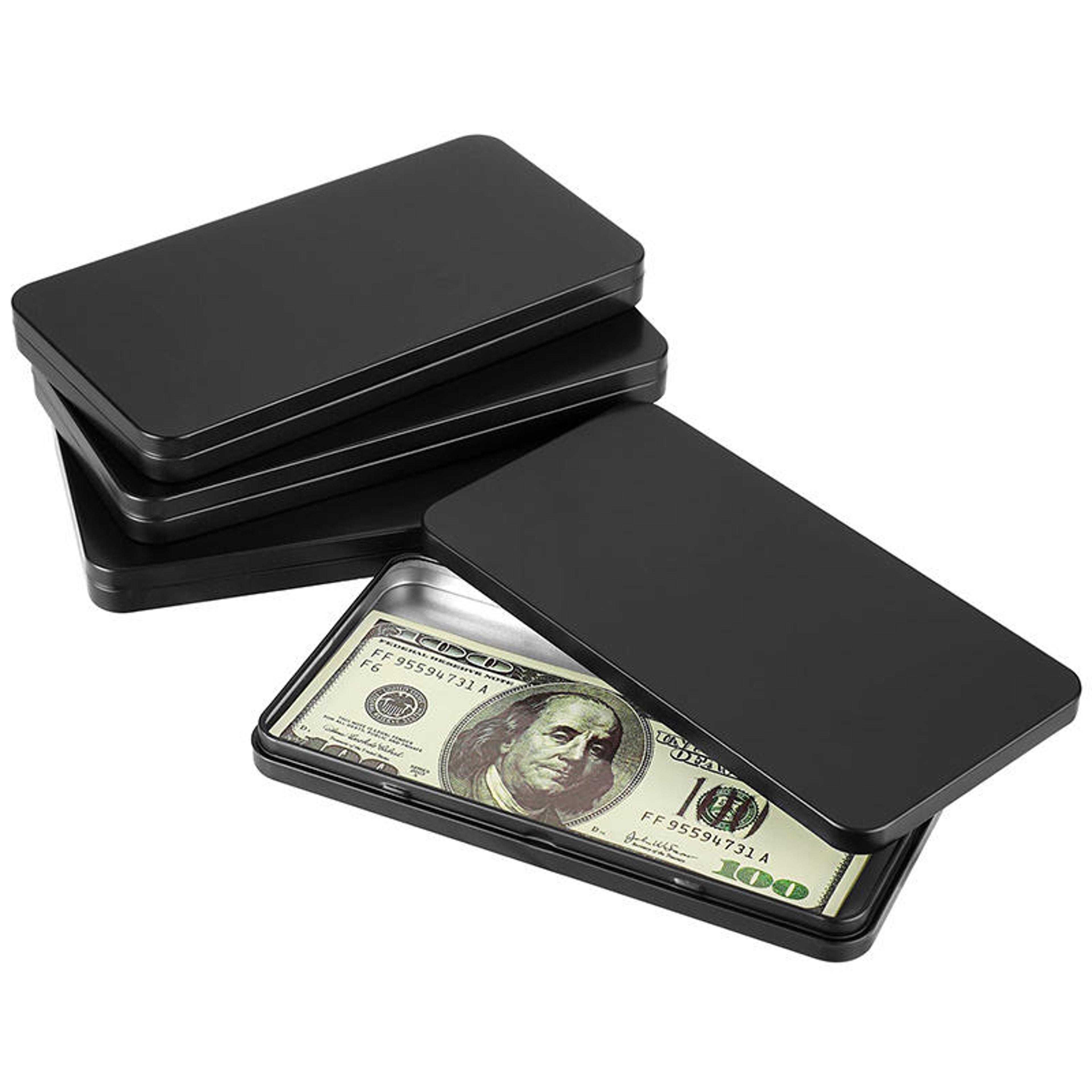 slim metal cash organizer box secure paper money holder tray portable currency storage case