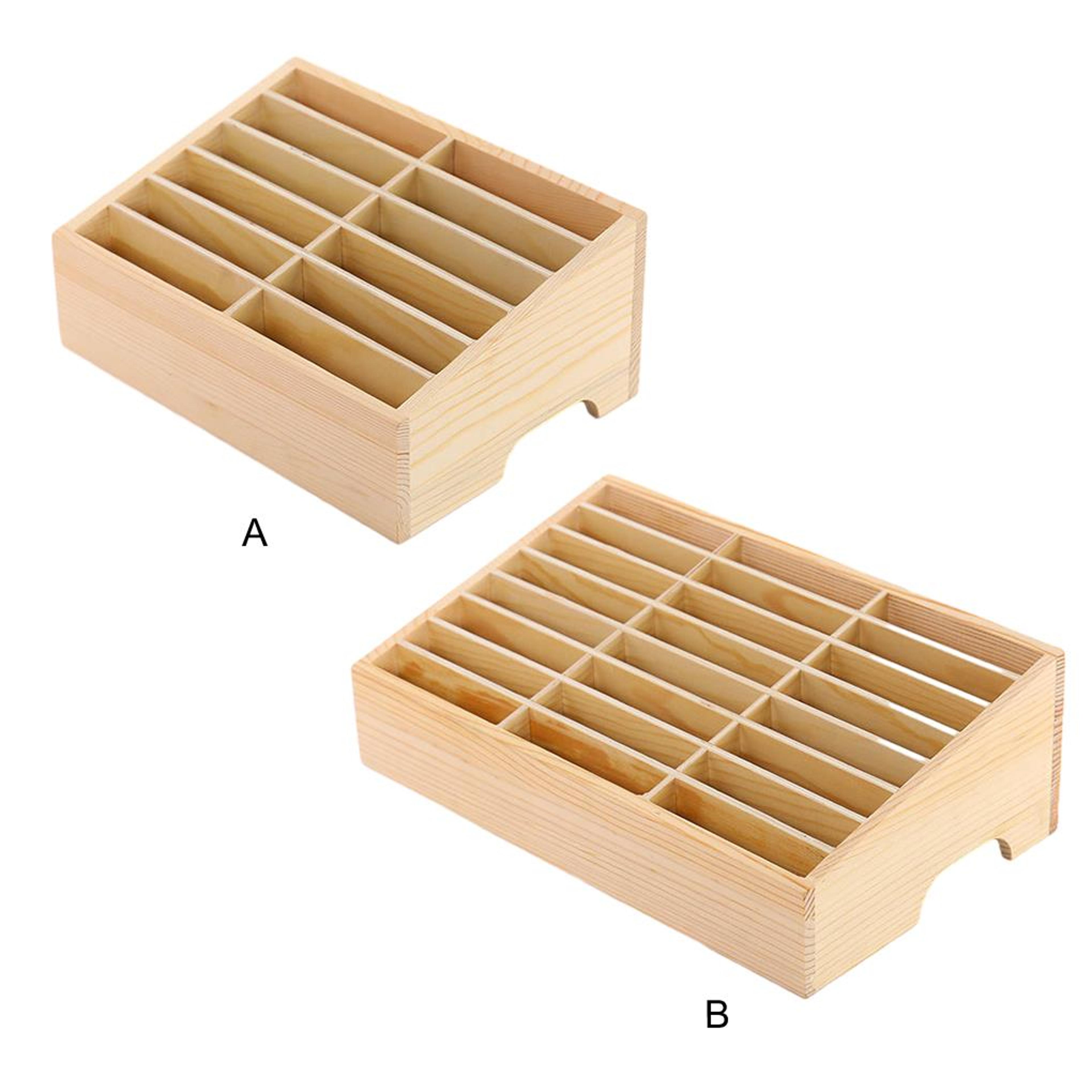 wooden phone storage organizer box with slots large capacity classroom mobile phone holder