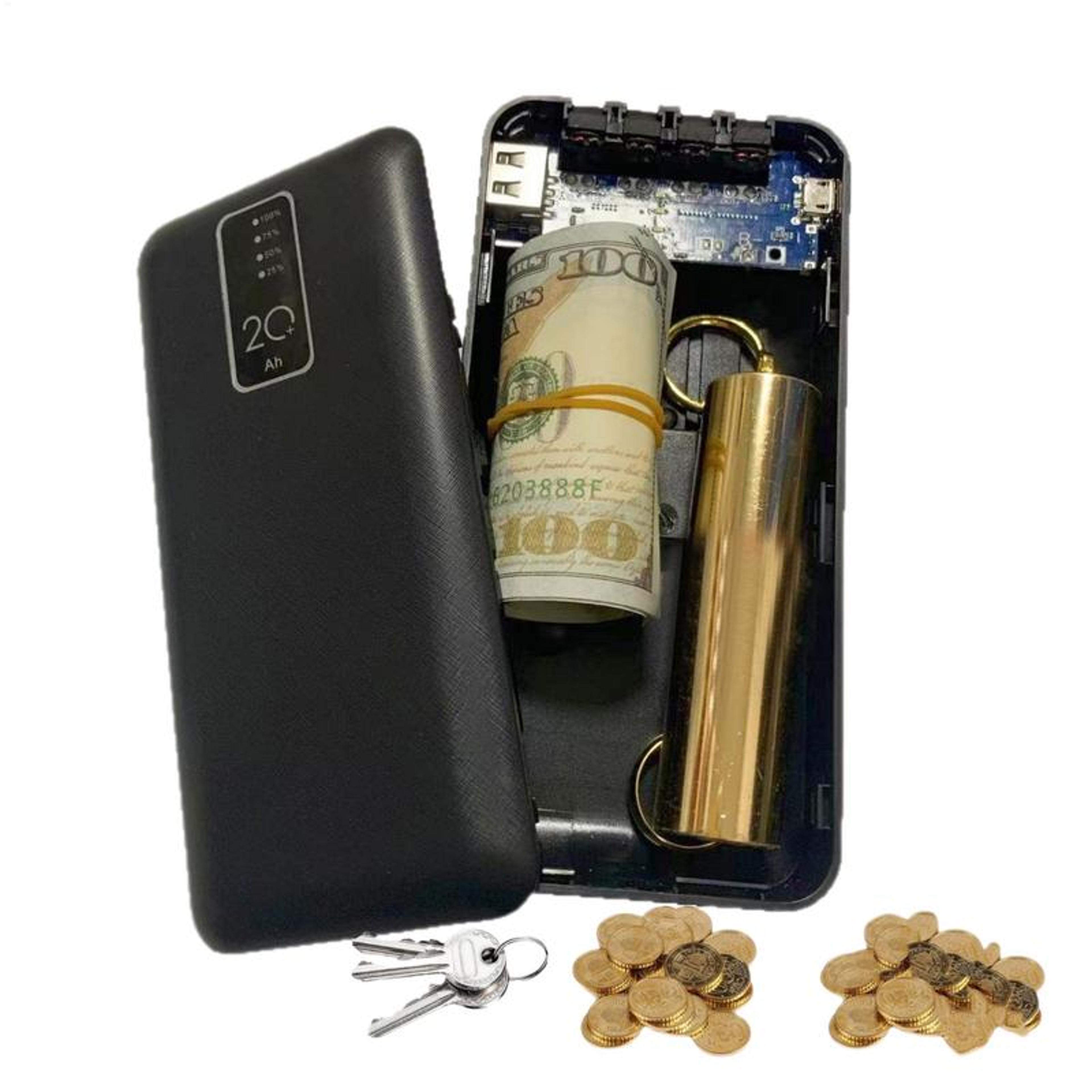 hidden fake power bank safe box secret storage for cash jewelry travel security