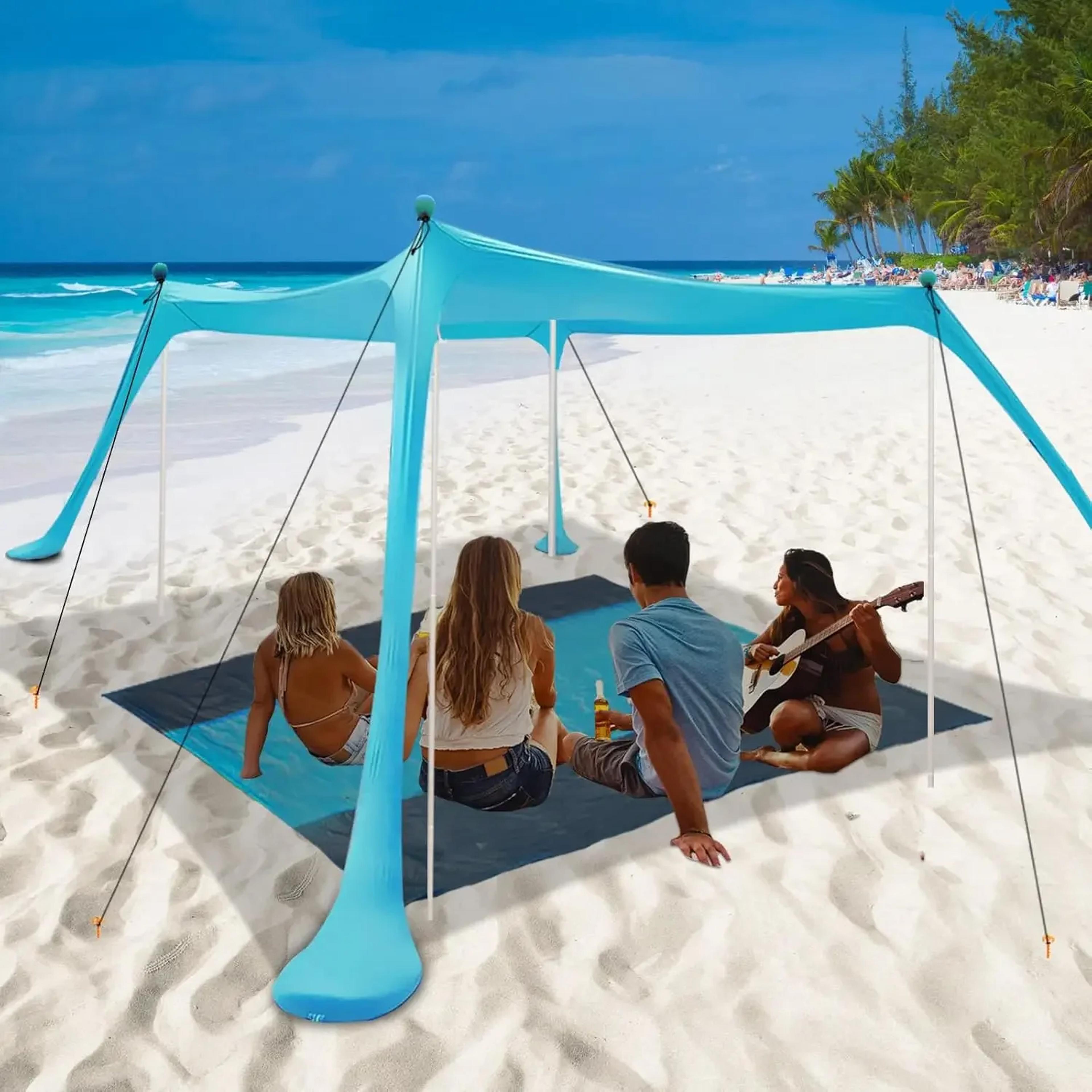 portable beach canopy sun shade tent uv protection windproof camping awning