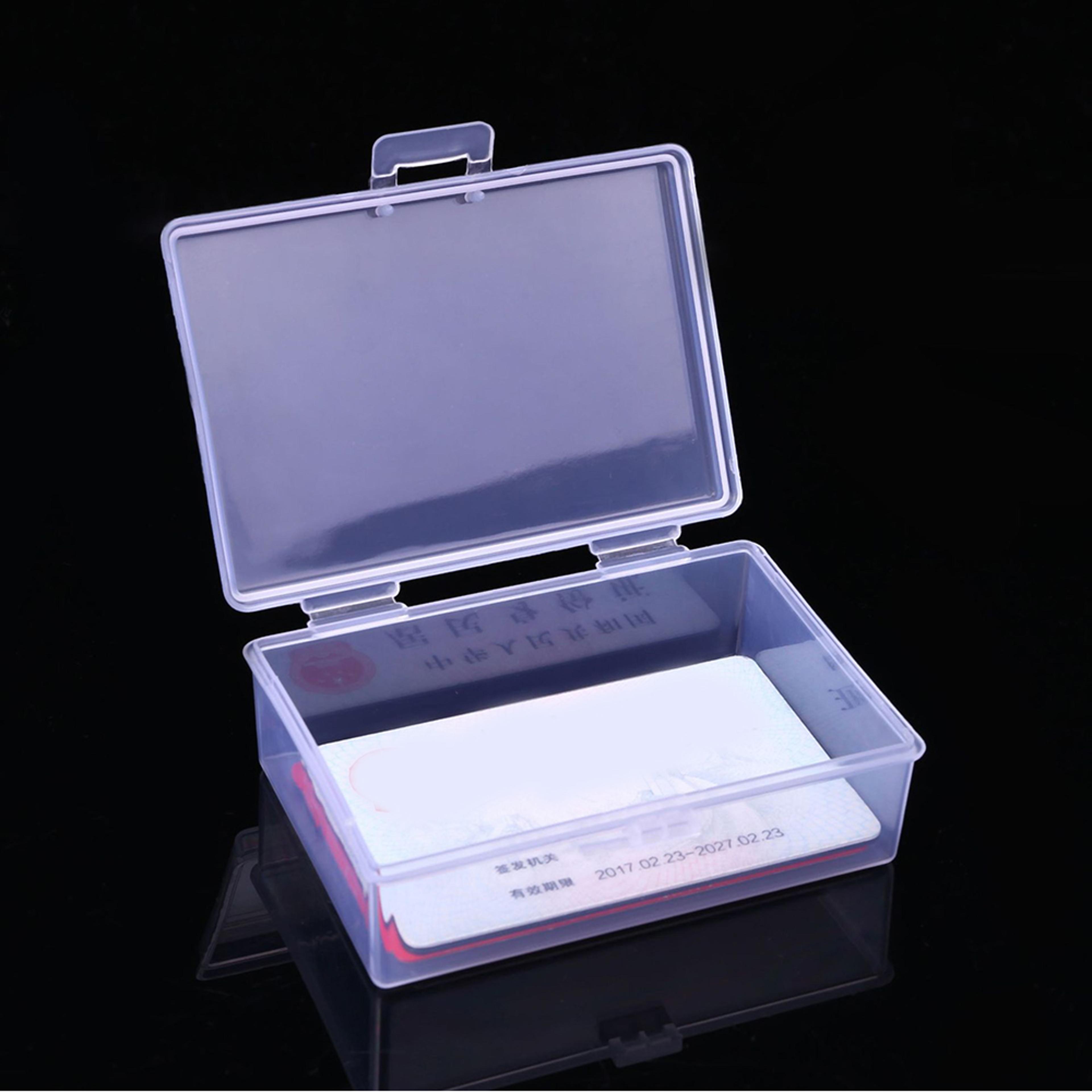 mini clear plastic storage box for jewelry & id cards dustproof organizer