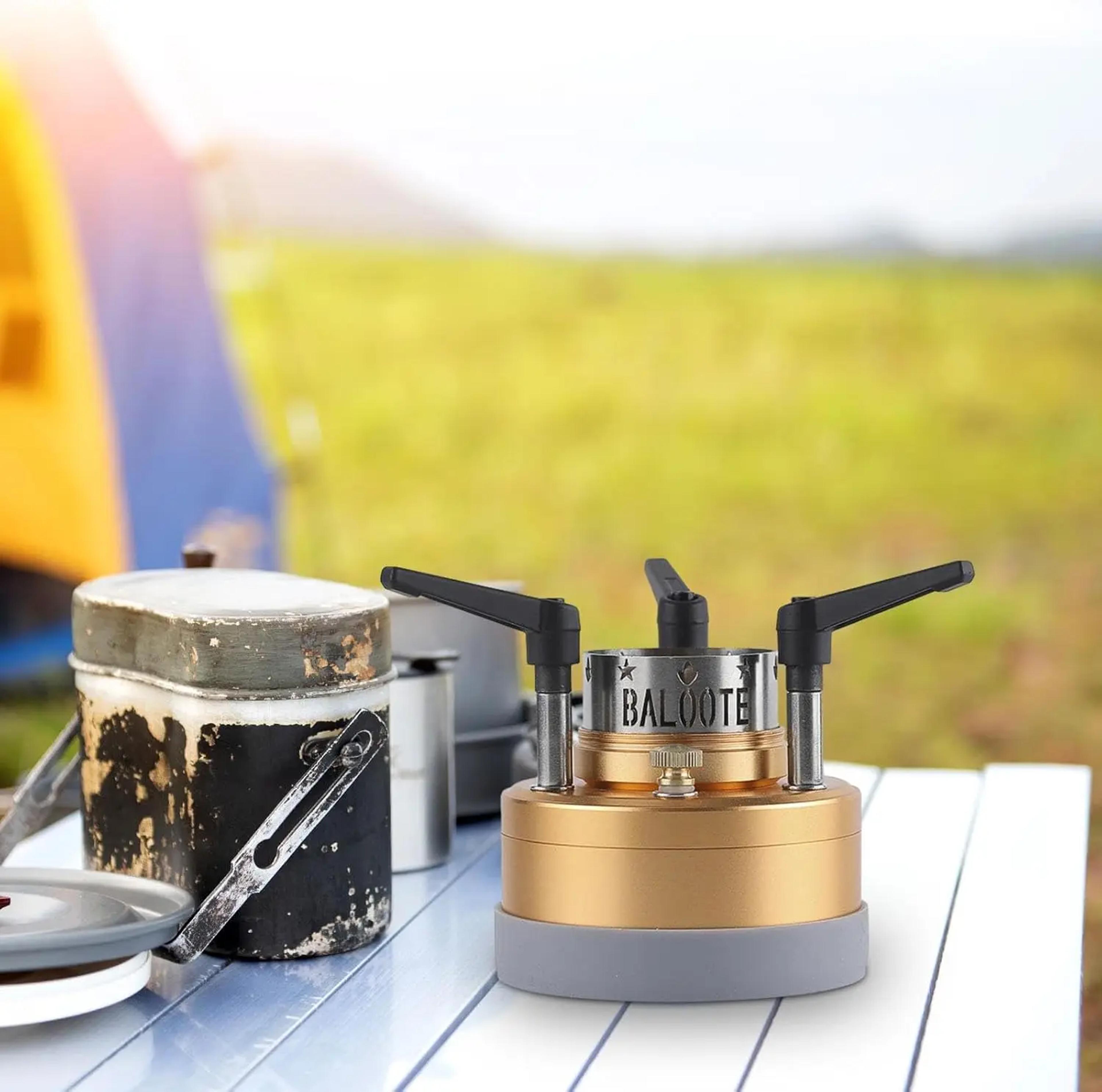 portable jet fire alcohol stove burner with wooden mat for camping