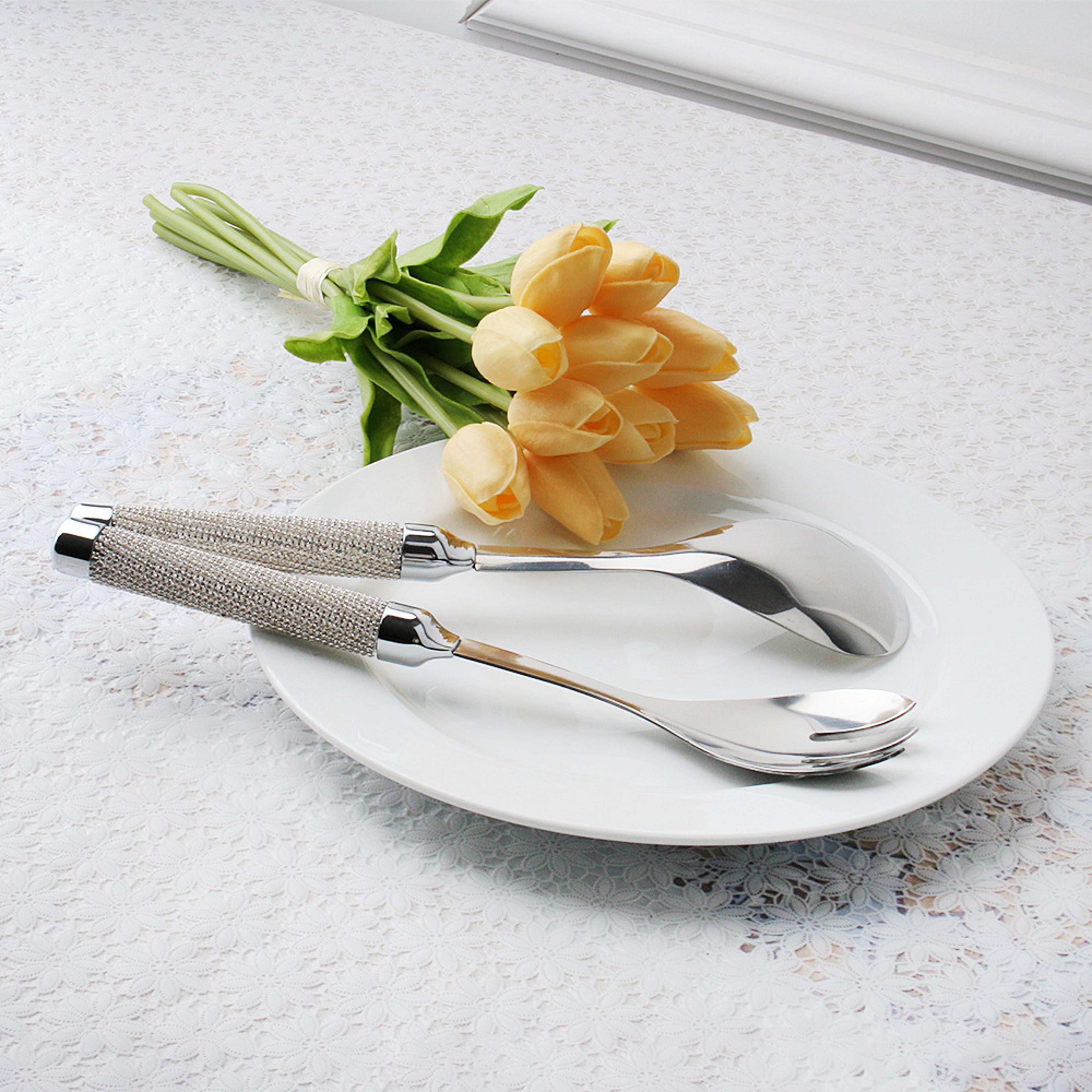premium stainless steel dessert & salad utensil set cake & fruit forks spoon