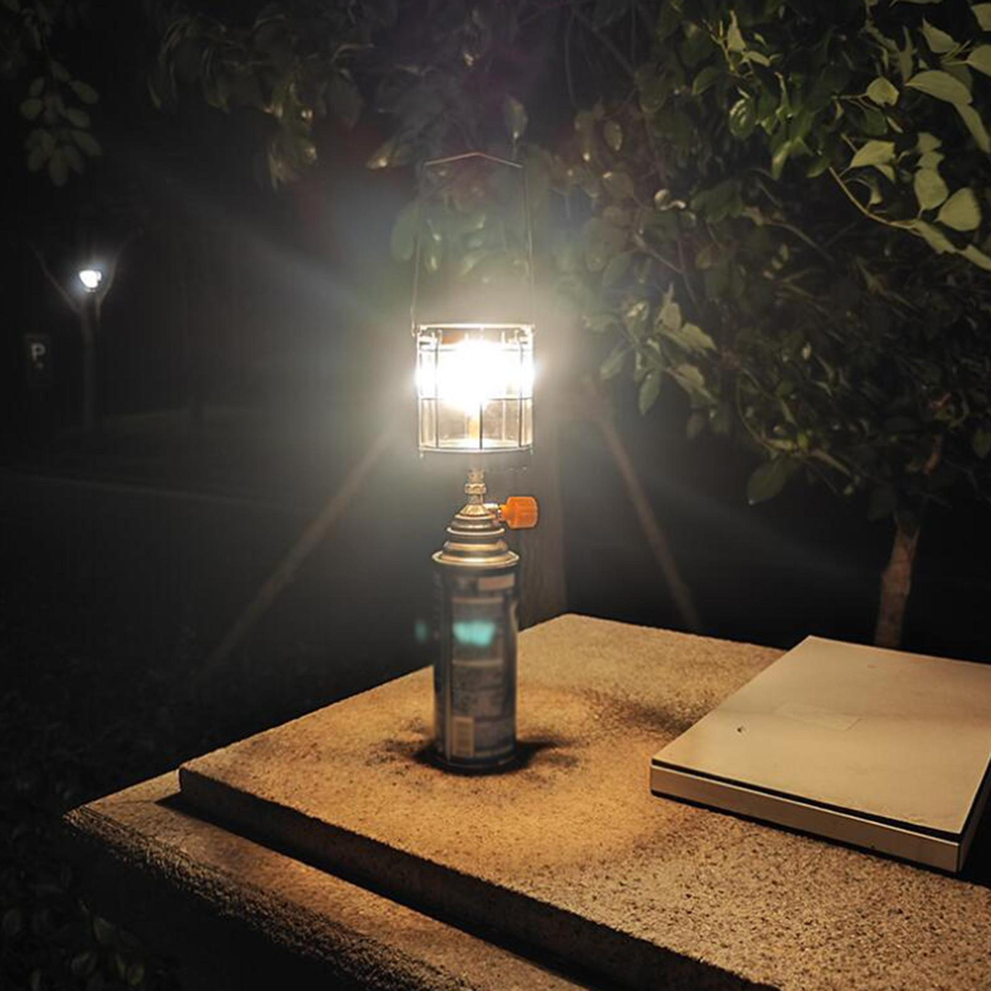 mini outdoor gas lantern with piezo ignition portable camping light for hiking travel