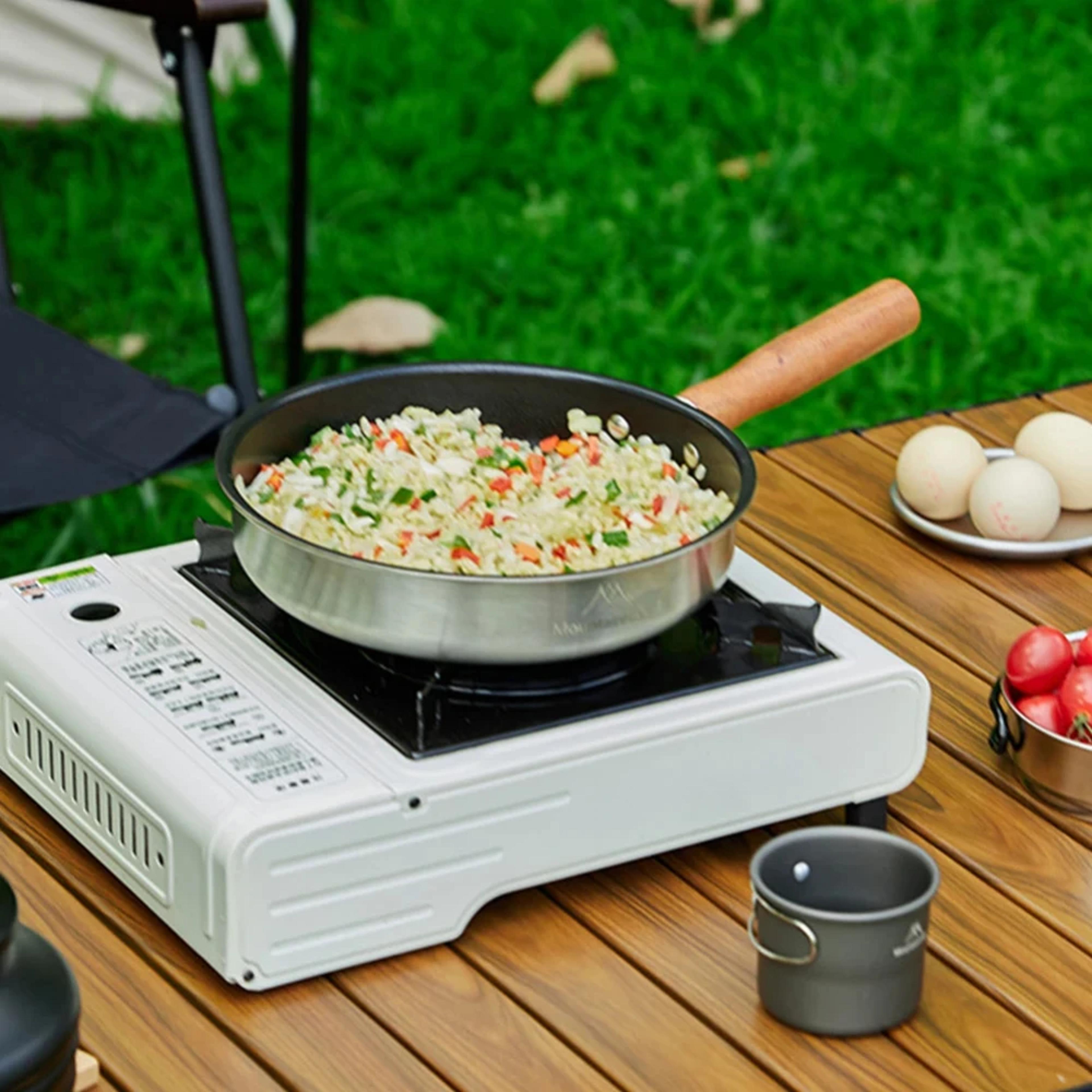 mini wok frying pan for camping non stick stainless steel skillet