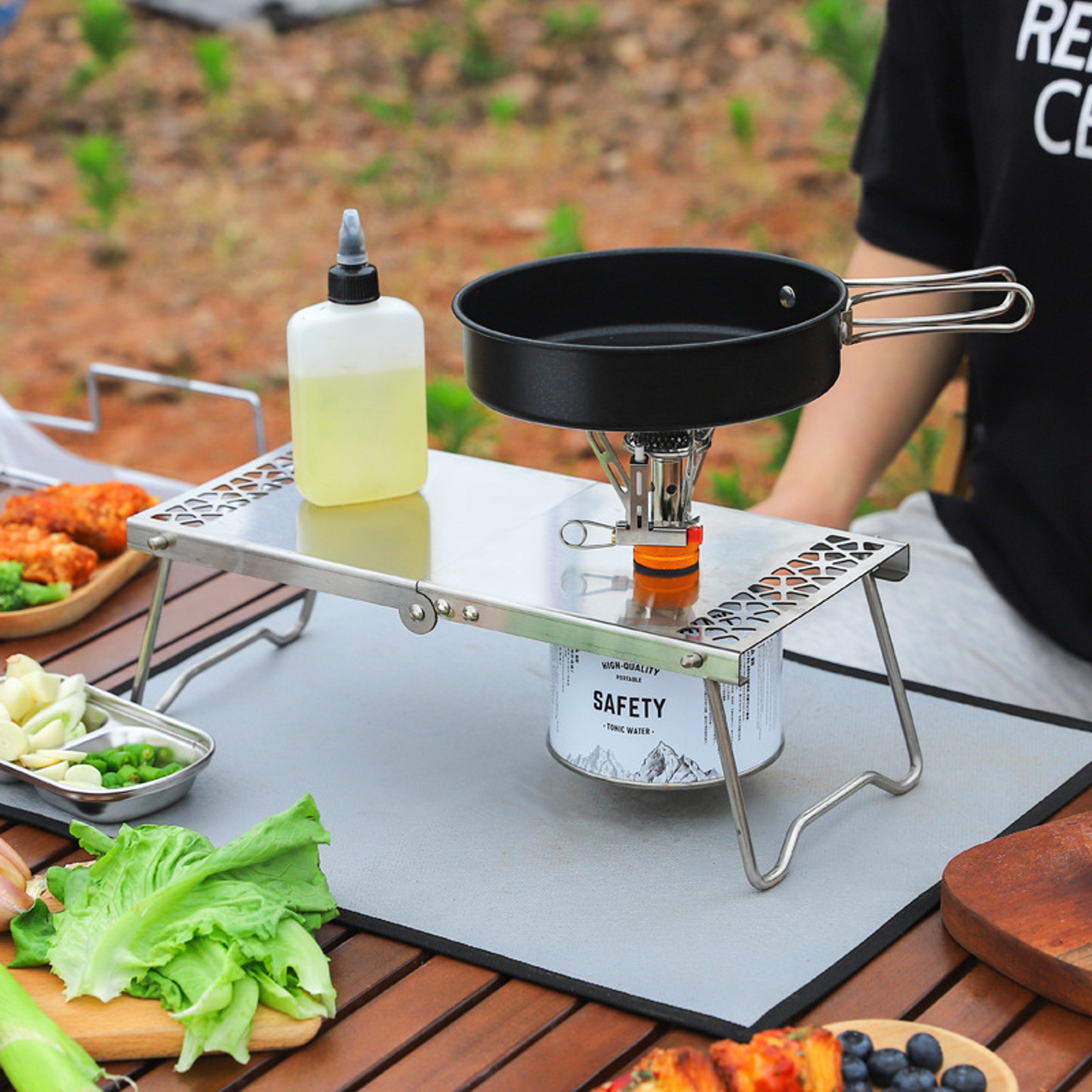 portable camping stove table set folding camping table with outdoor gas stove for bbq picnics