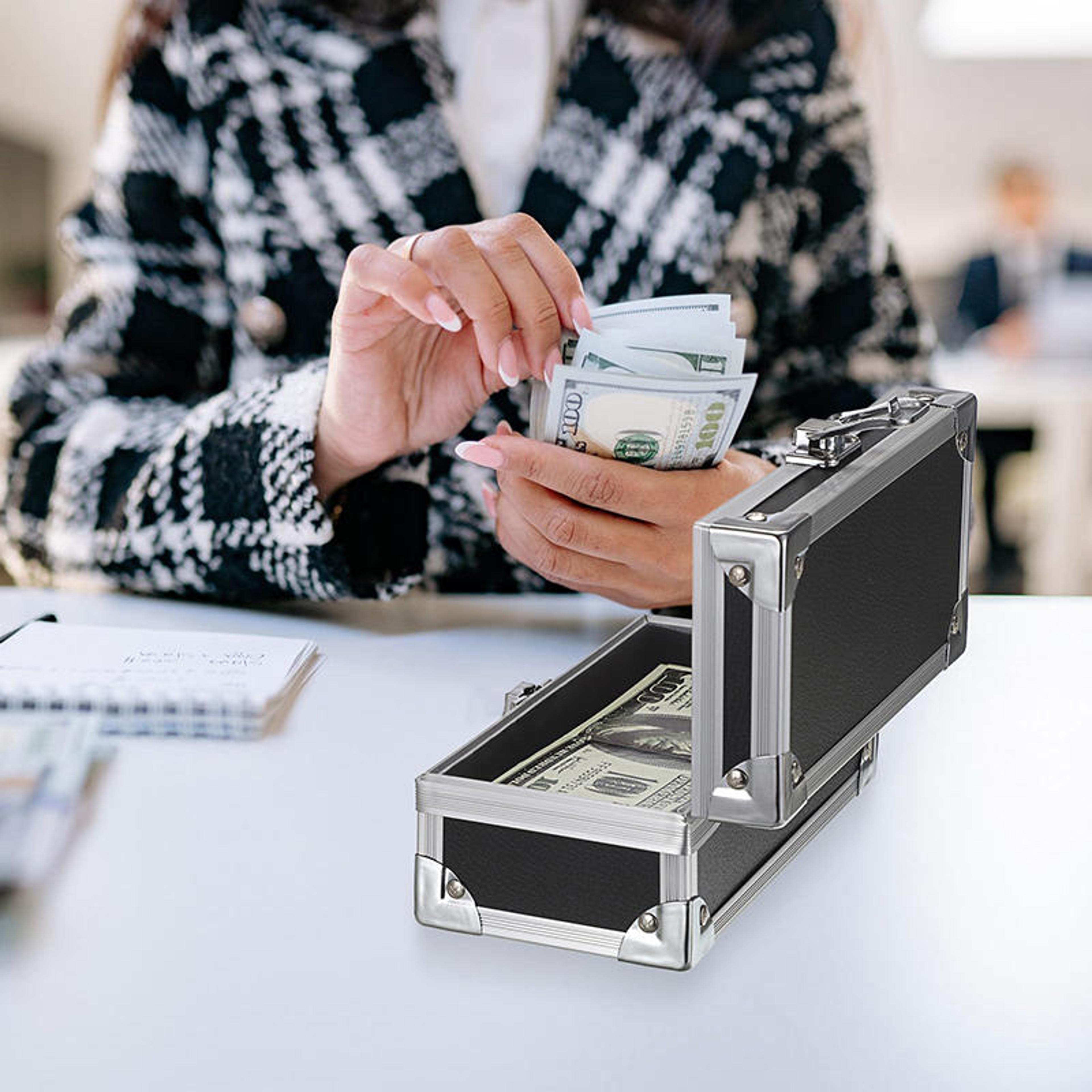 portable cash box with combination lock secure metal money safe for home and office