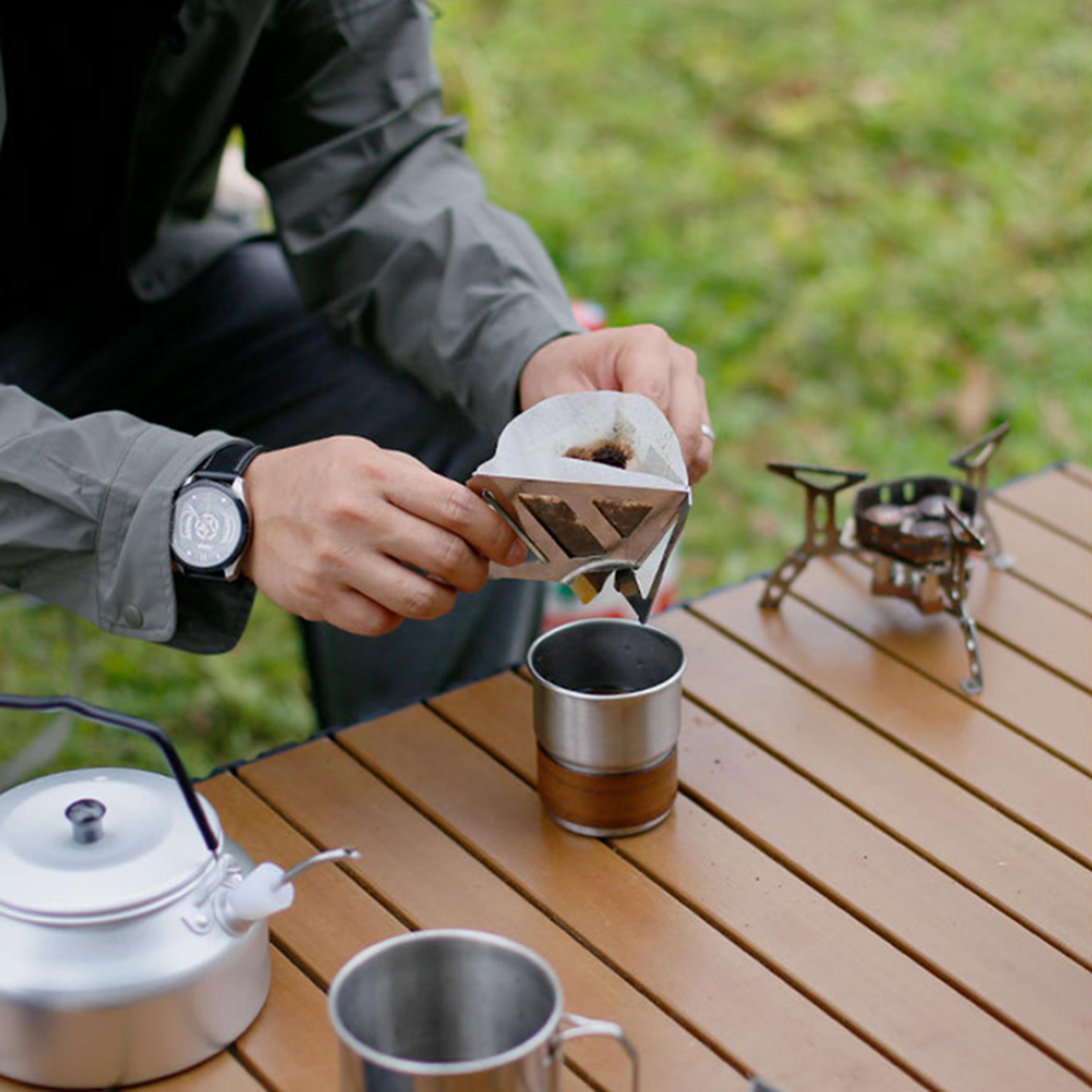 stainless steel pour over coffee drip rack for camping travel filter brewer