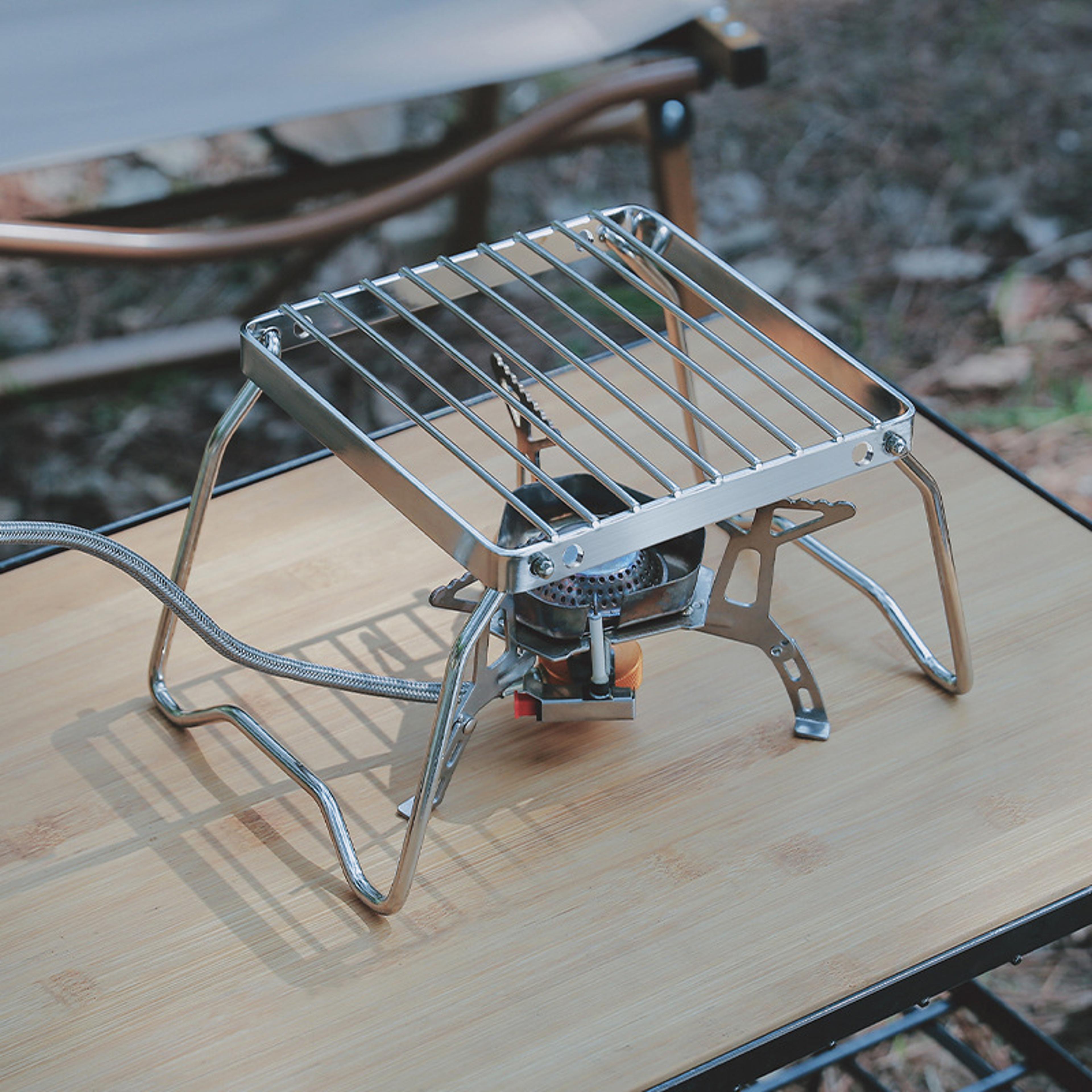 portable camping stove stand foldable bbq grill rack stainless steel outdoor cookware support