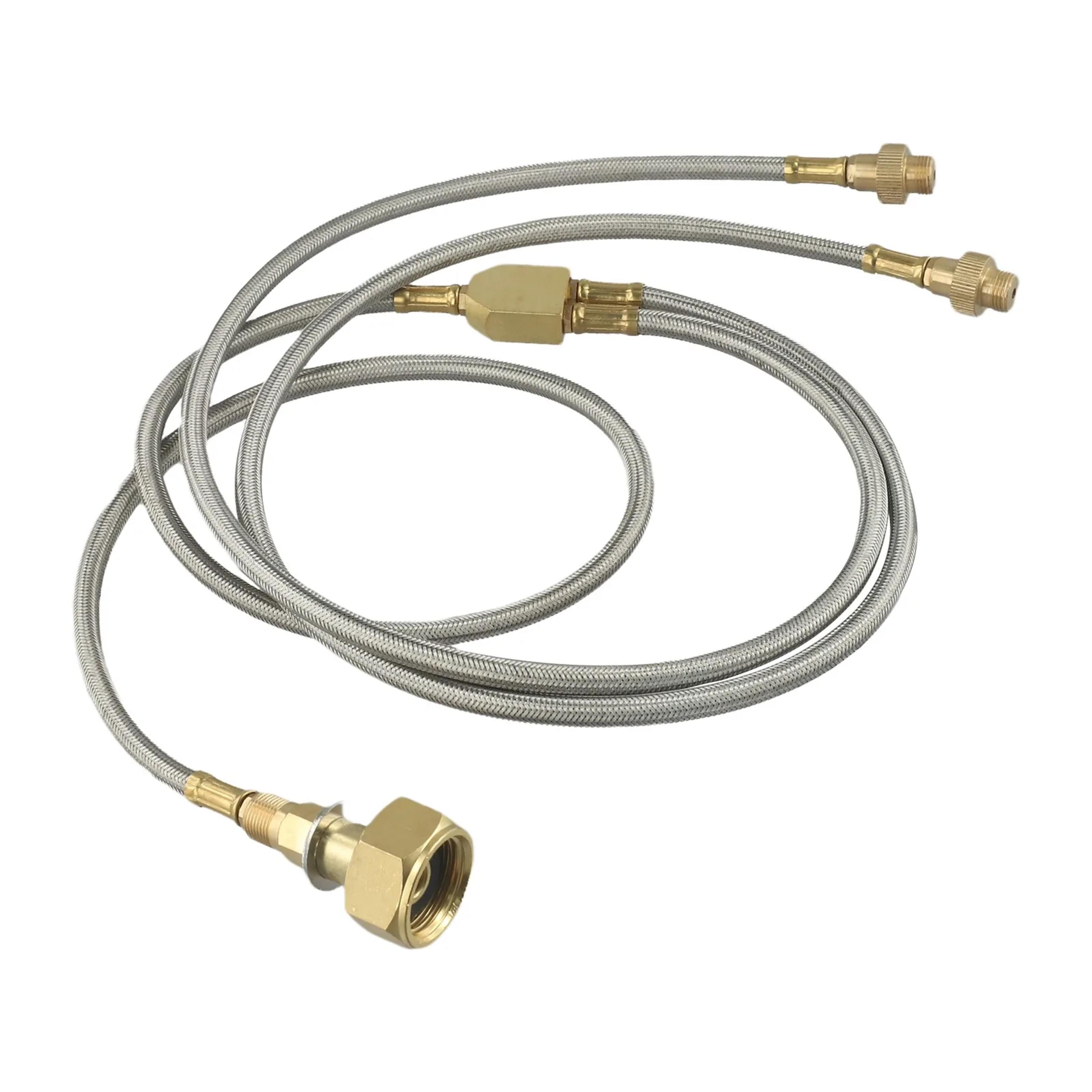 portable brass camping stove gas connector hose for dual burner setup