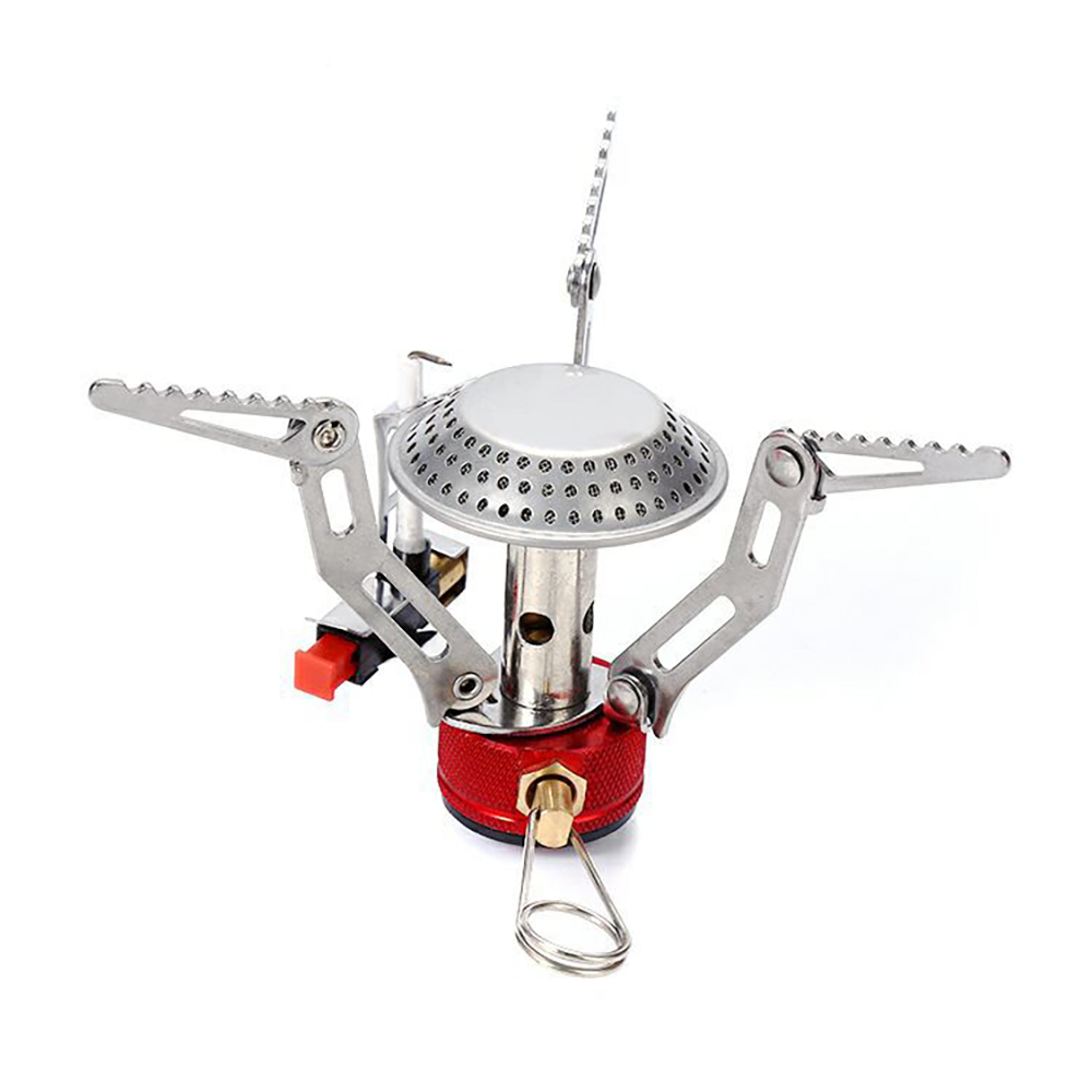 portable camping gas stove with heater foldable outdoor burner for hiking picnic survival cooking