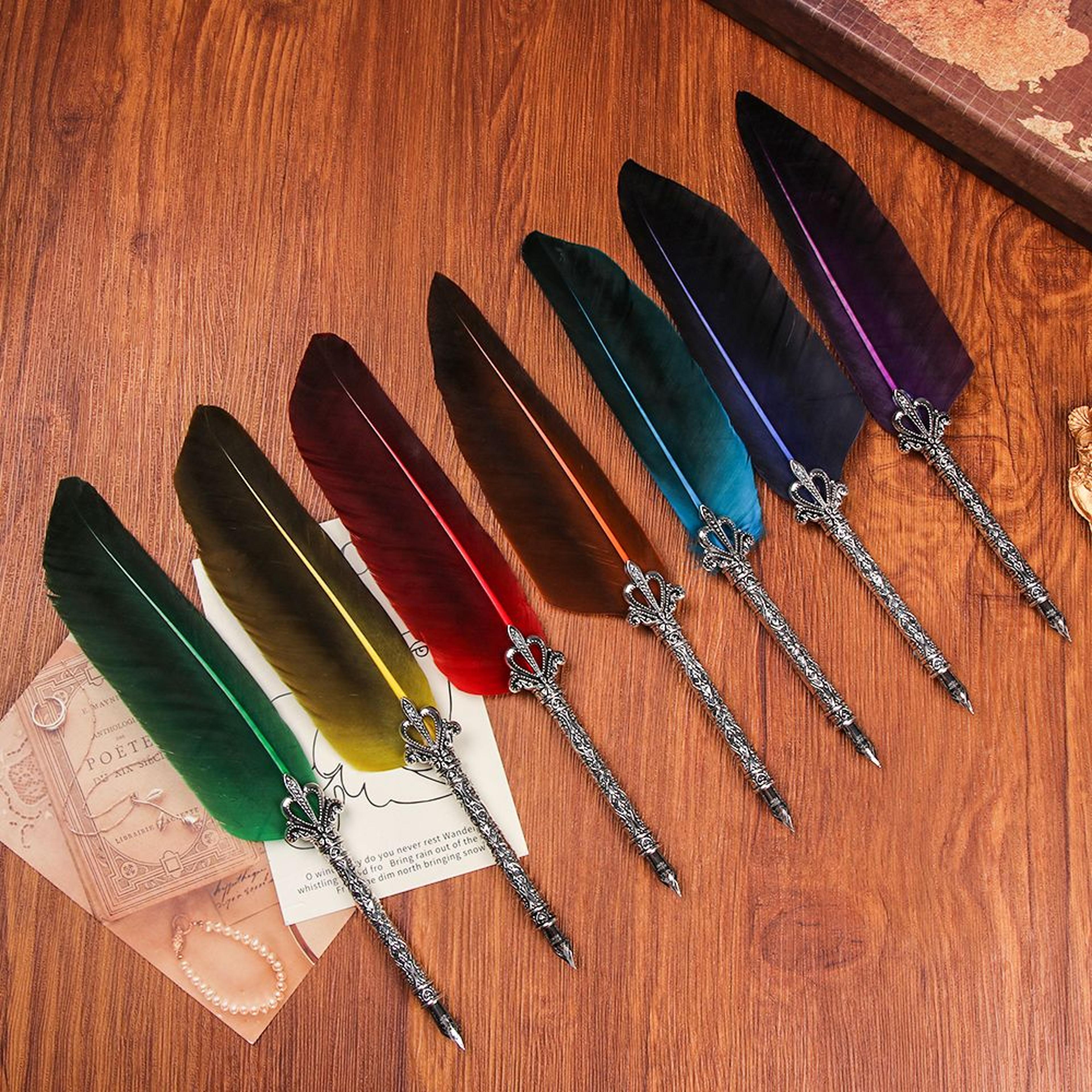 vintage feather dip pen set for calligraphy writing and signature art