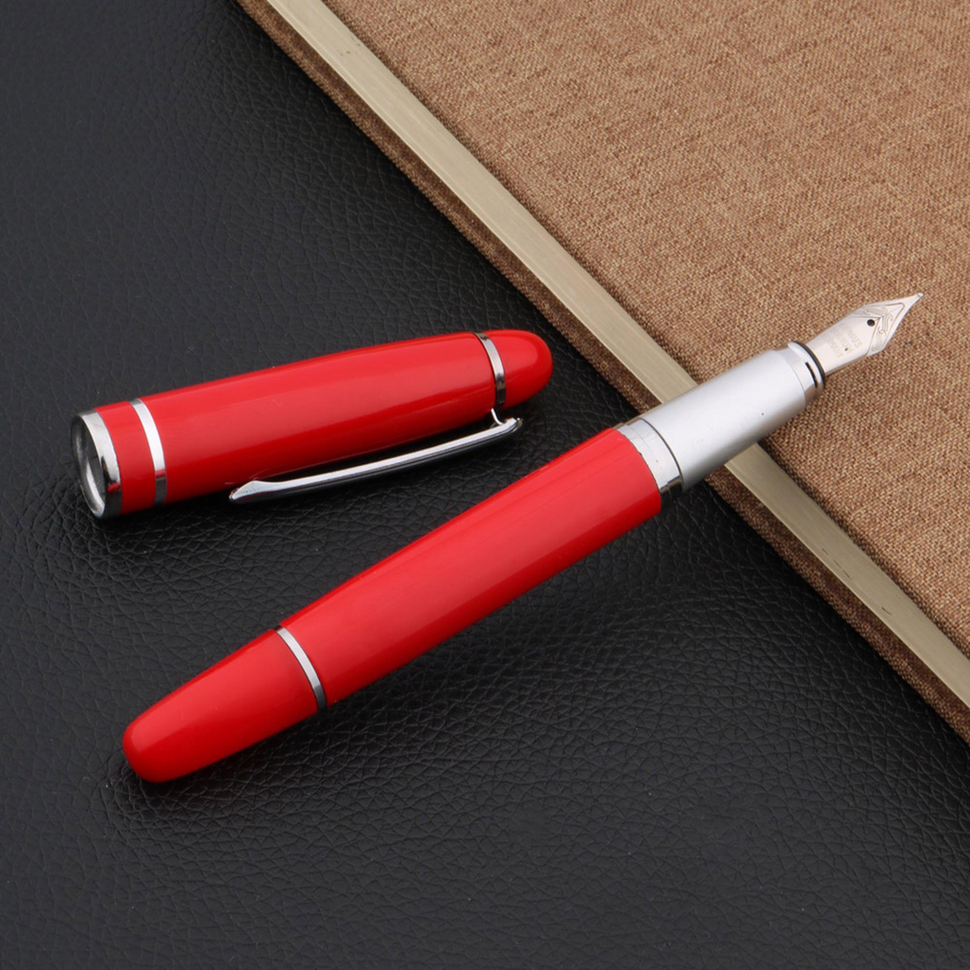 luxury red fountain pen medium nib elegant calligraphy writing gift pen