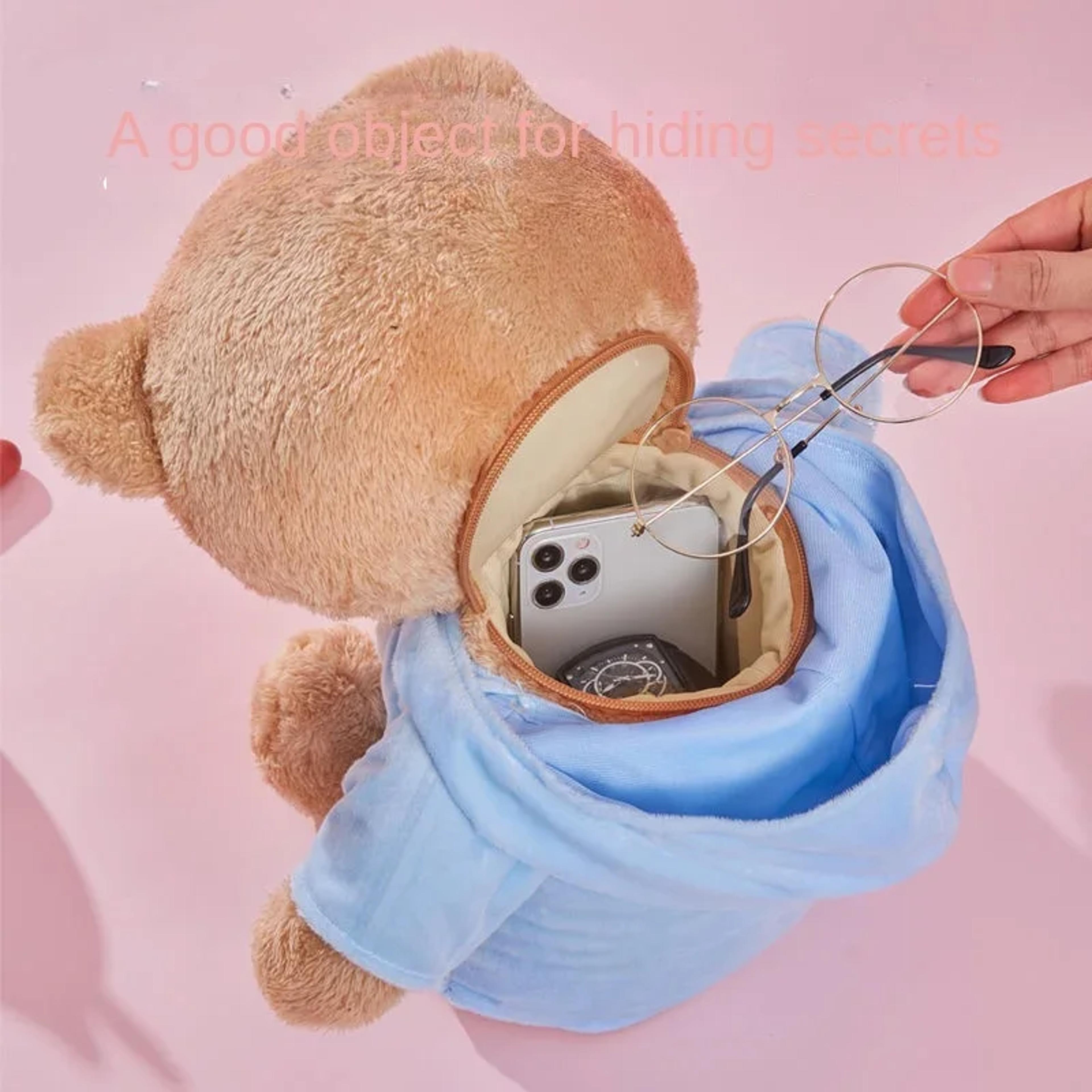 hidden safe teddy bear plush with secret storage pocket for money jewelry gifts