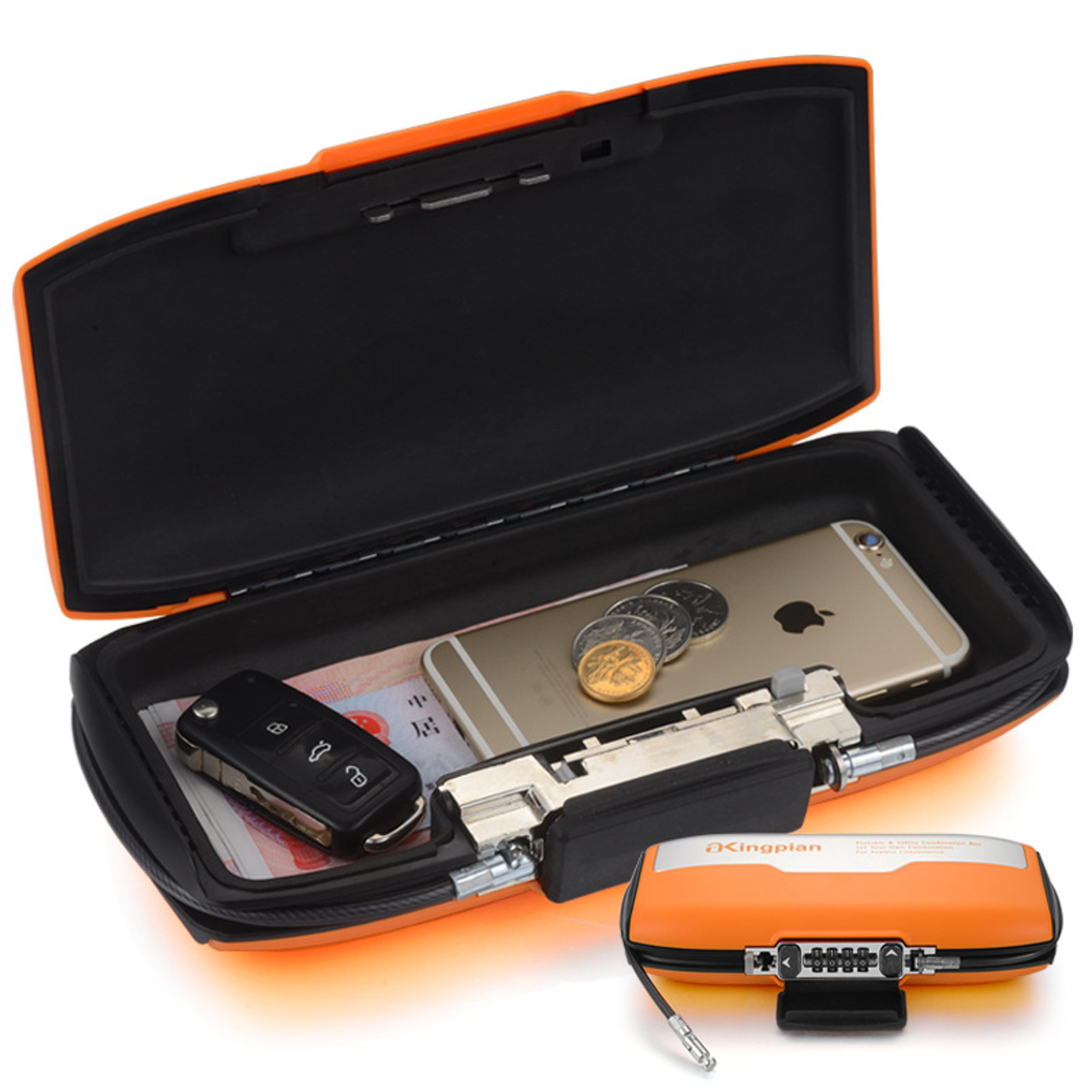 portable lock box with cable secure outdoor safe case for travel gym and camping