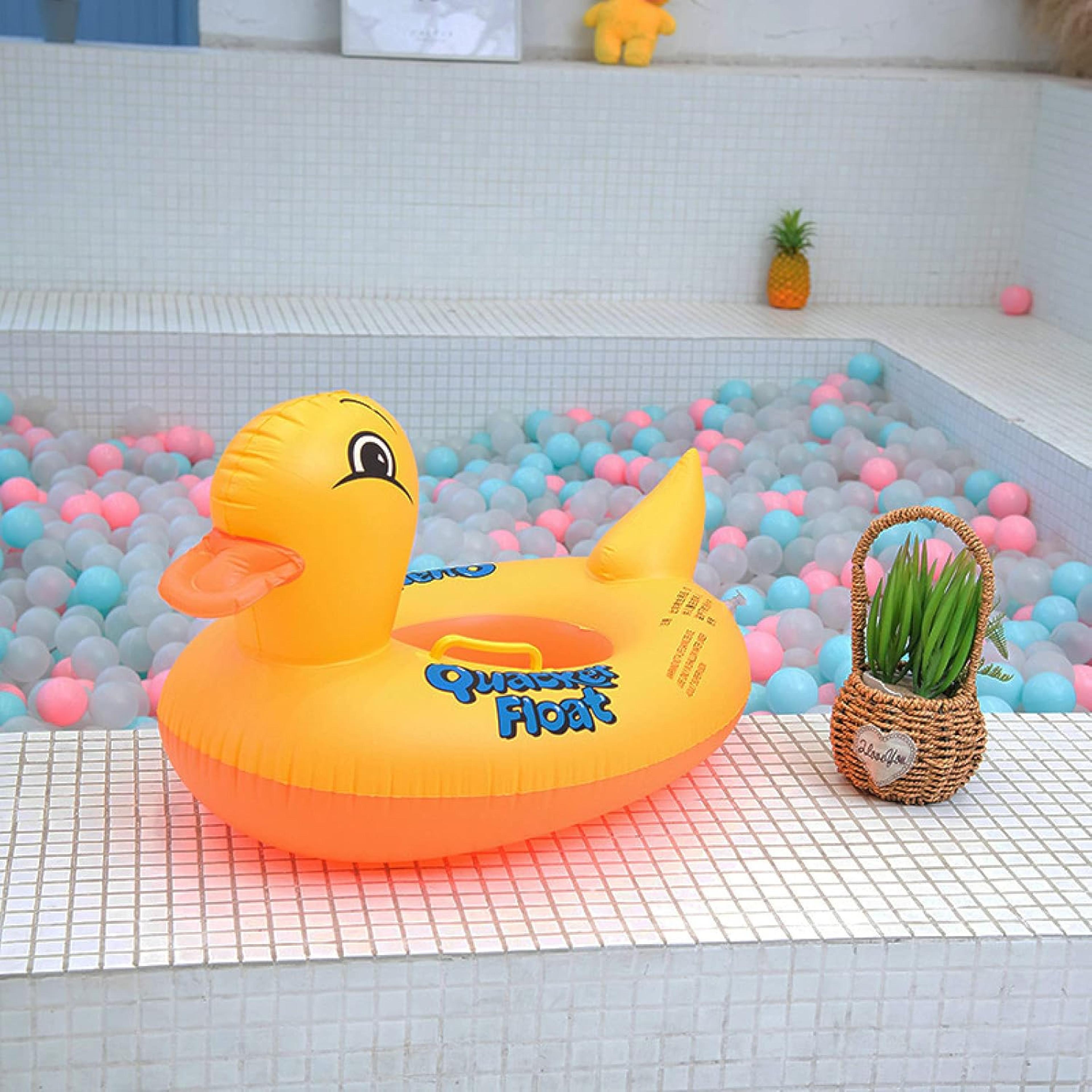 baby duck inflatable swim float seat with handles safe pool & beach water toy