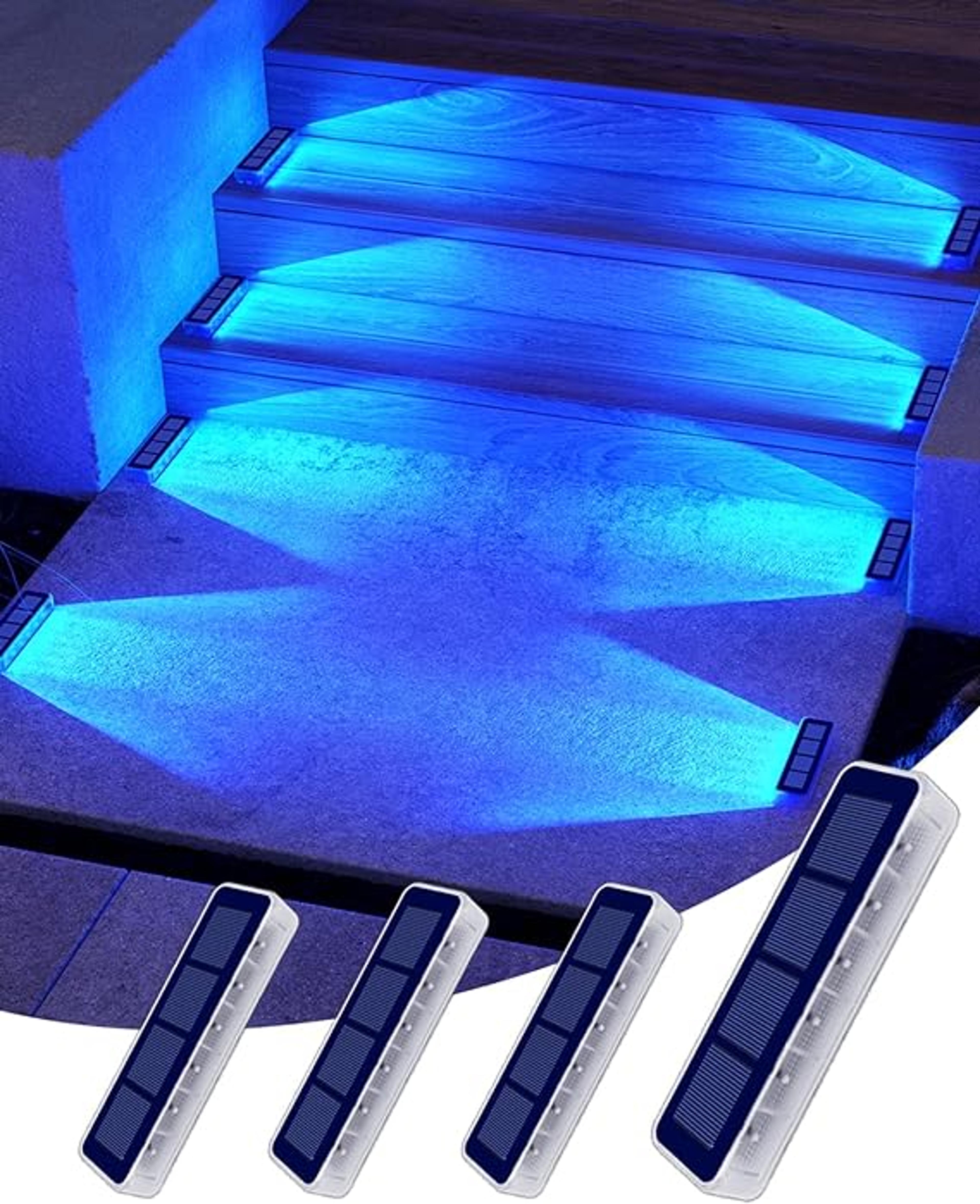 solar step lights ip68 waterproof led stair lights for garden deck pathway outdoor landscape lighting