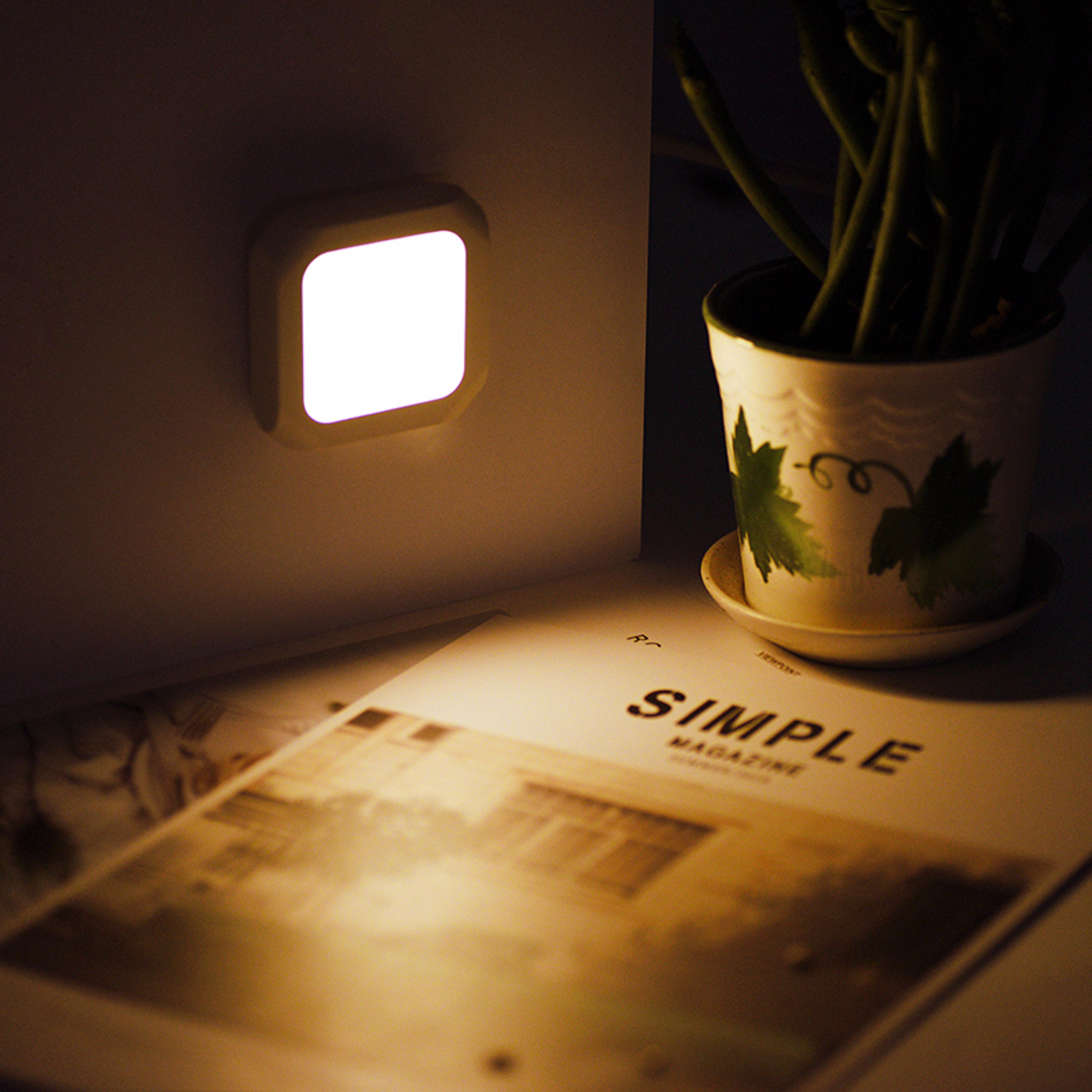 plug in led night light with light sensor dimmable energy saving warm white lamp