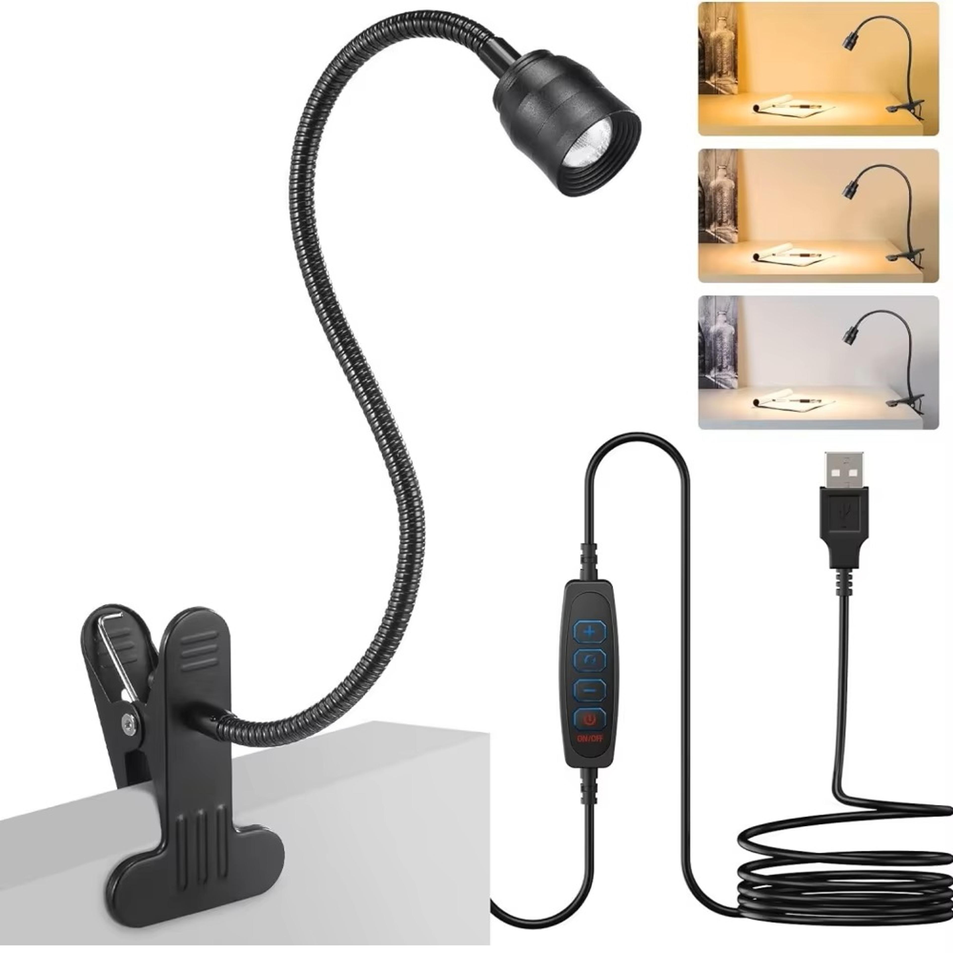usb led reading light with clamp flexible gooseneck dimmable book lamp